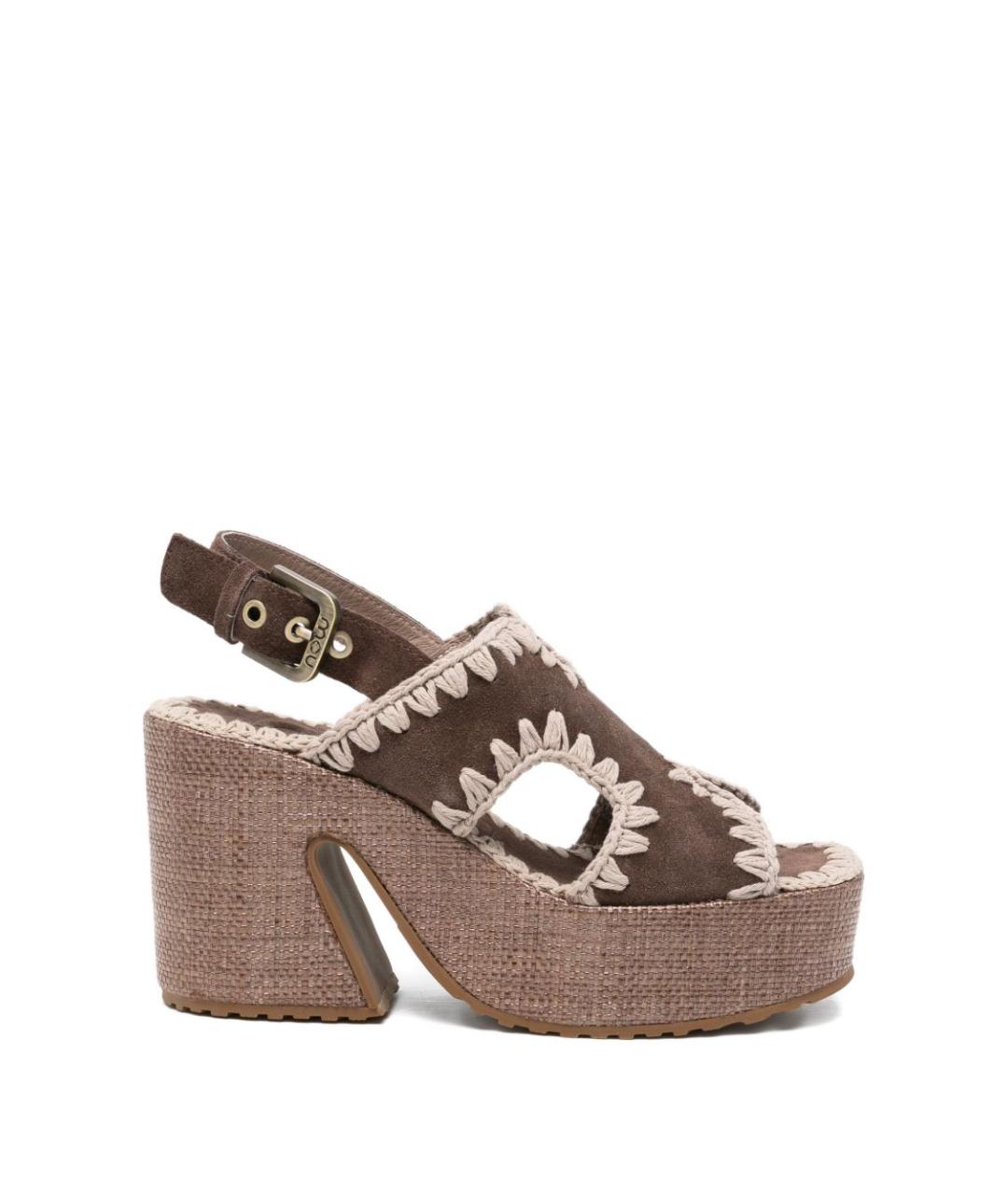 MOU Коричневые замшевые босоножки, фото 1