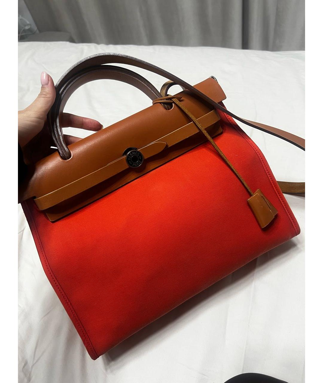 HERMES Оранжевая деним сумка через плечо, фото 2