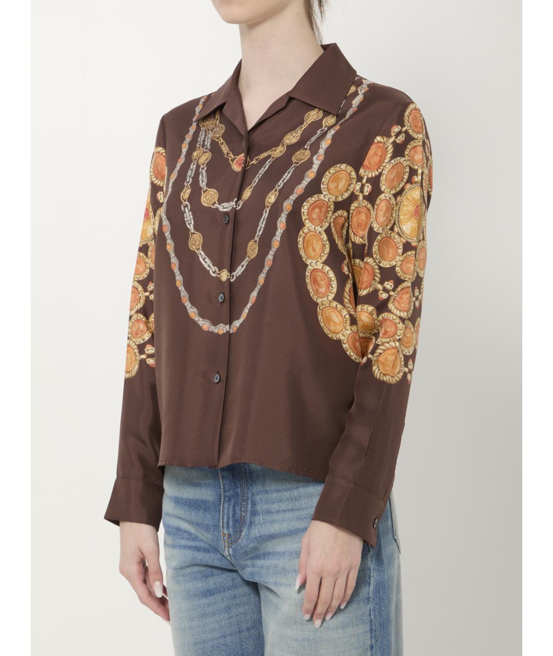 VERSACE Коричневая шелковая рубашка, фото 3