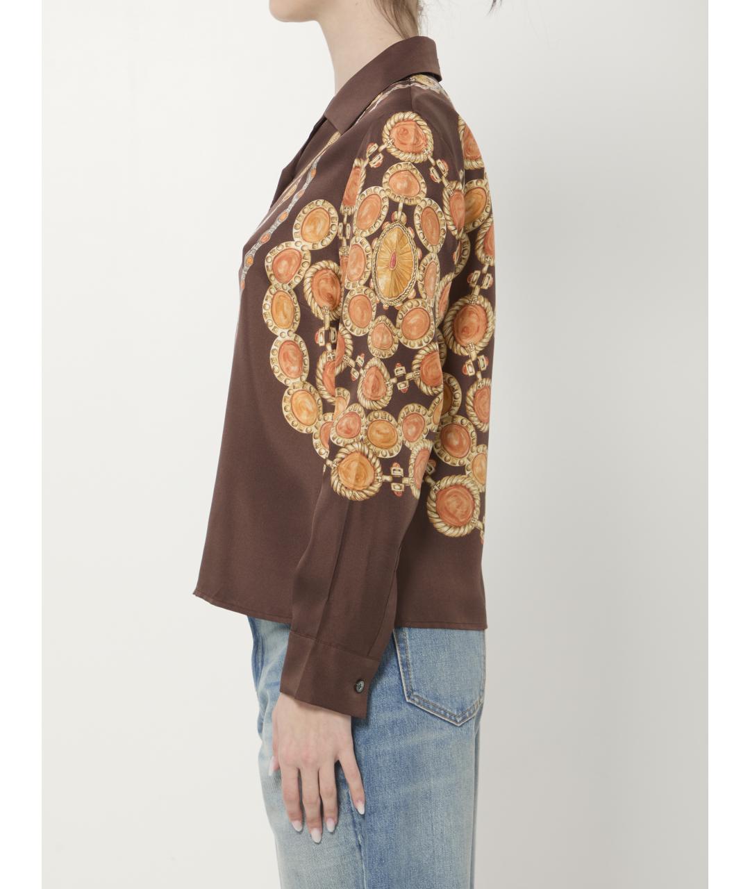 VERSACE Коричневая шелковая рубашка, фото 4