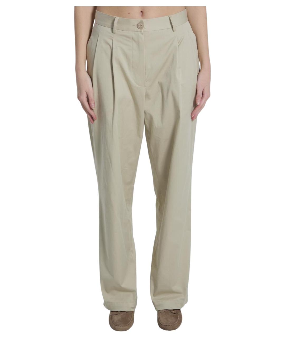 THE FRANKIE SHOP Бежевые хлопковые прямые брюки, фото 1