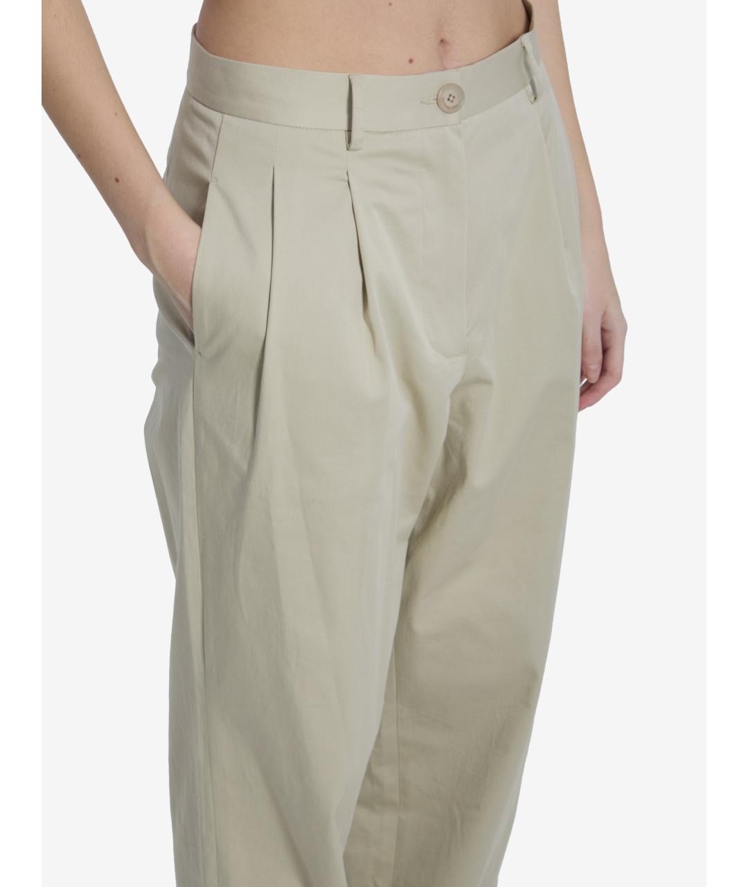 THE FRANKIE SHOP Бежевые хлопковые прямые брюки, фото 3