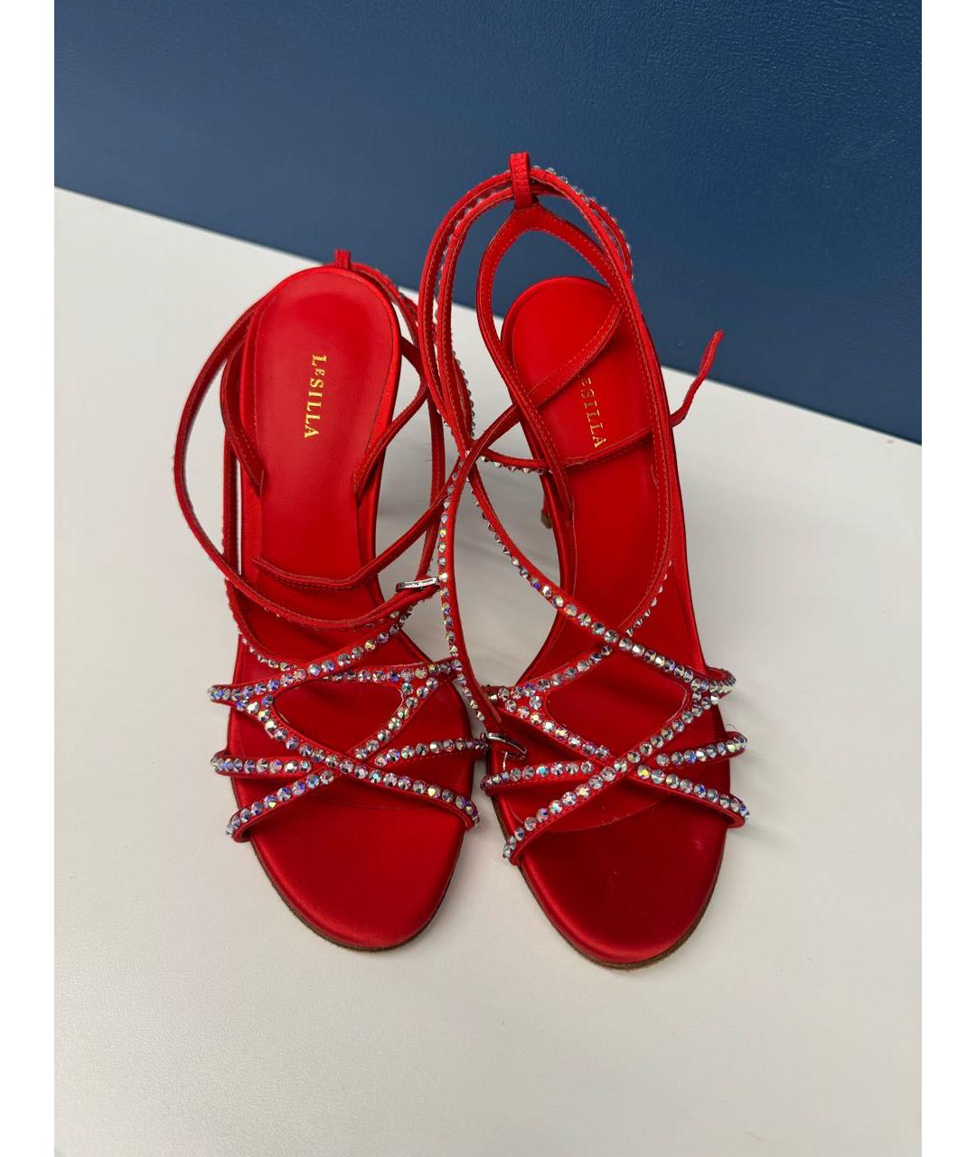 LE SILLA Красные текстильные босоножки, фото 2