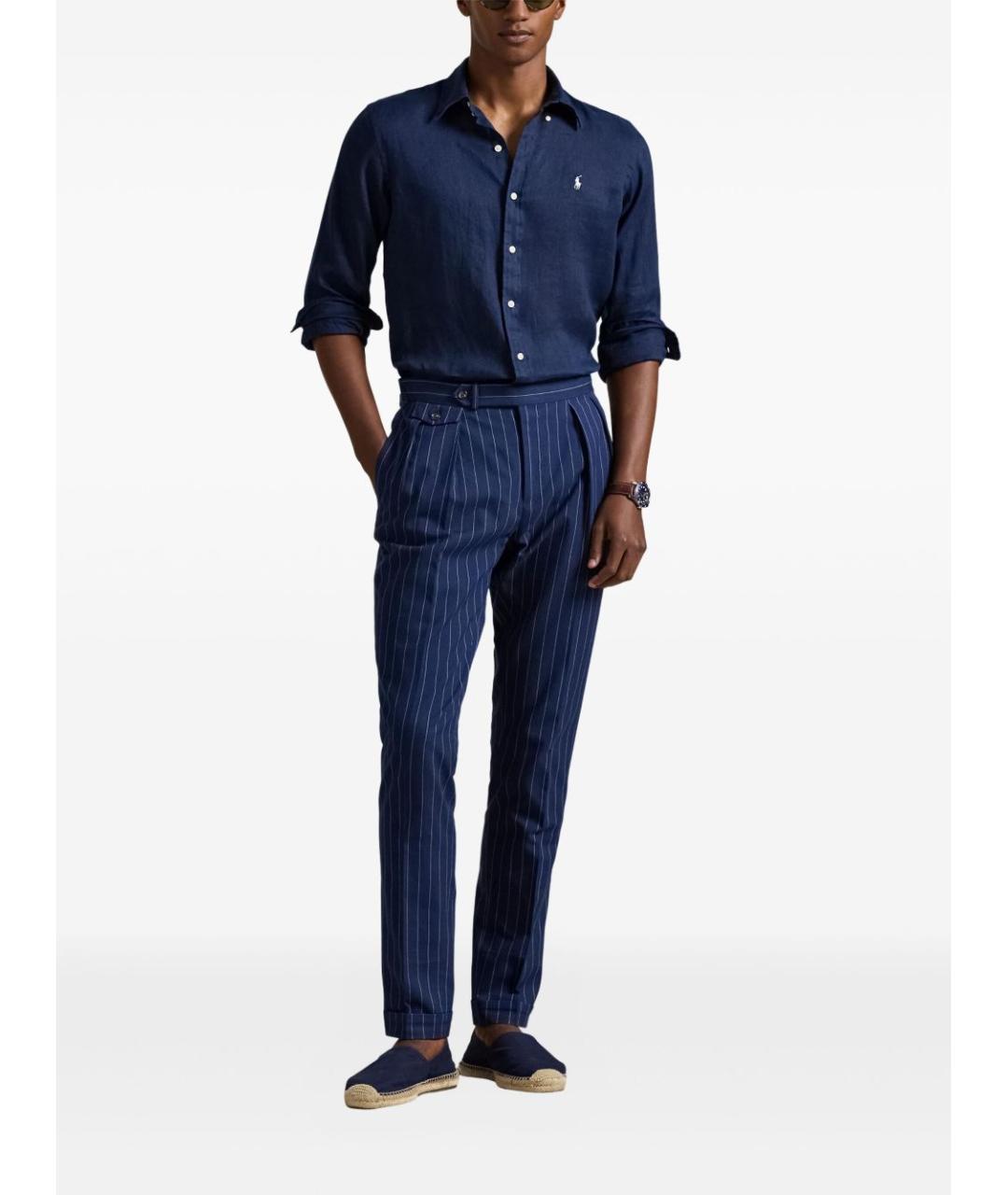 POLO RALPH LAUREN Синяя льняная кэжуал рубашка, фото 2