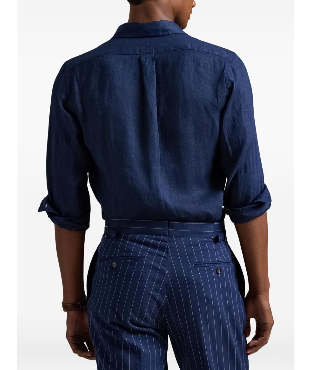 POLO RALPH LAUREN Синяя льняная кэжуал рубашка, фото 3