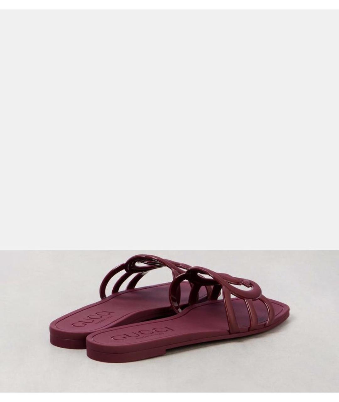 GUCCI Бордовые резиновые шлепанцы, фото 3