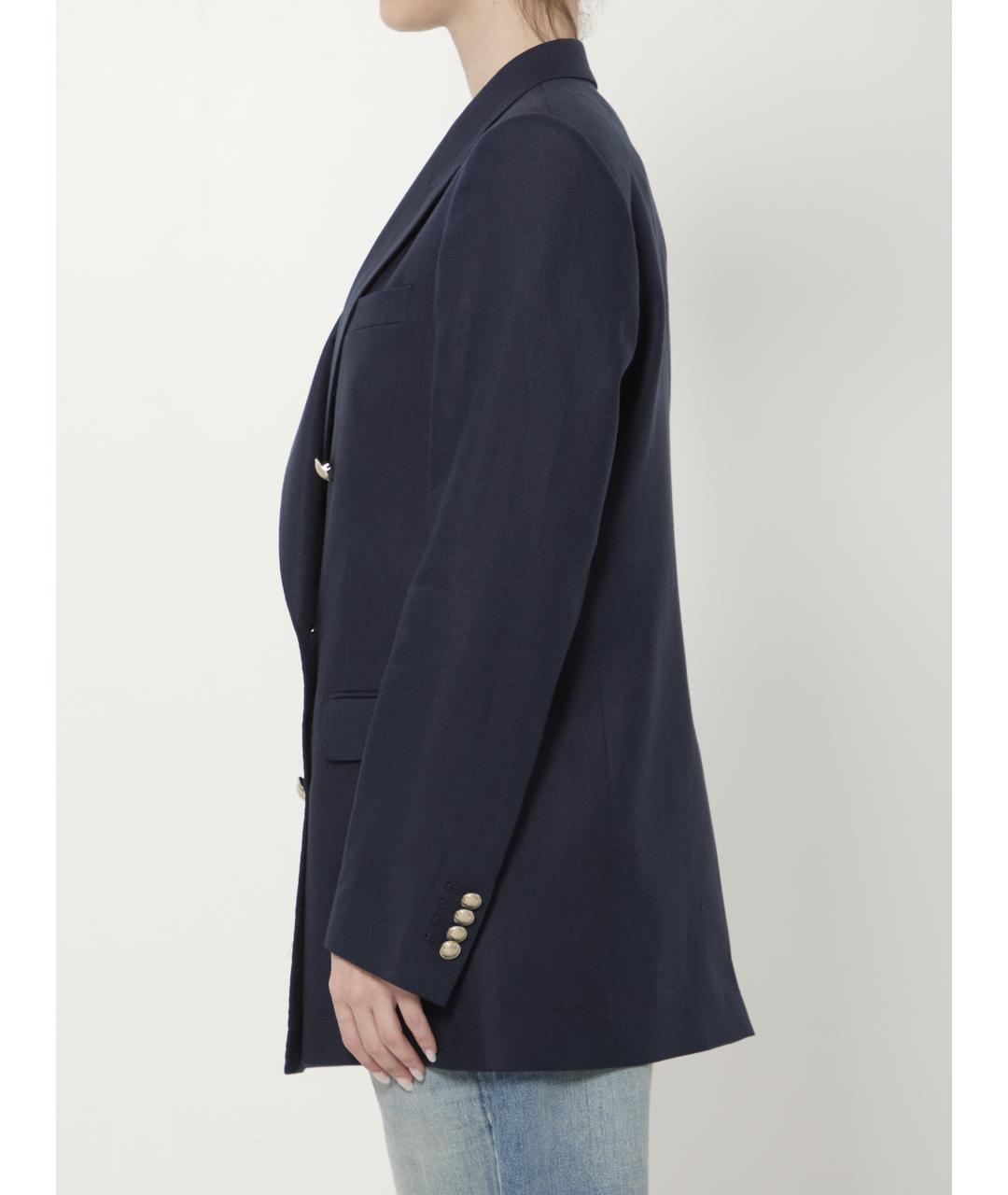 TAGLIATORE Темно-синий льняной жакет/пиджак, фото 3