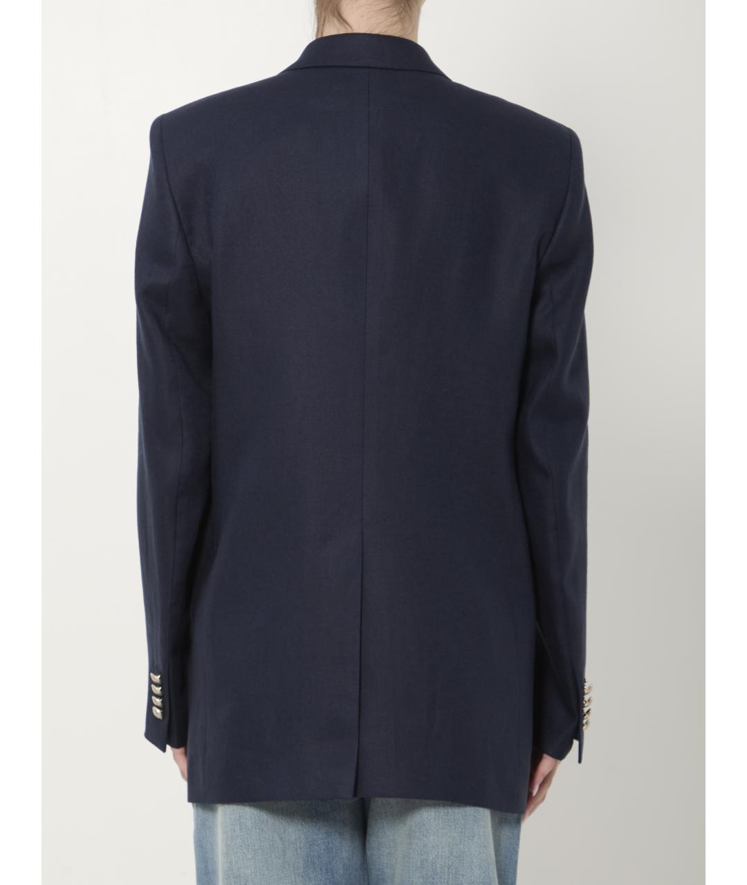 TAGLIATORE Темно-синий льняной жакет/пиджак, фото 4