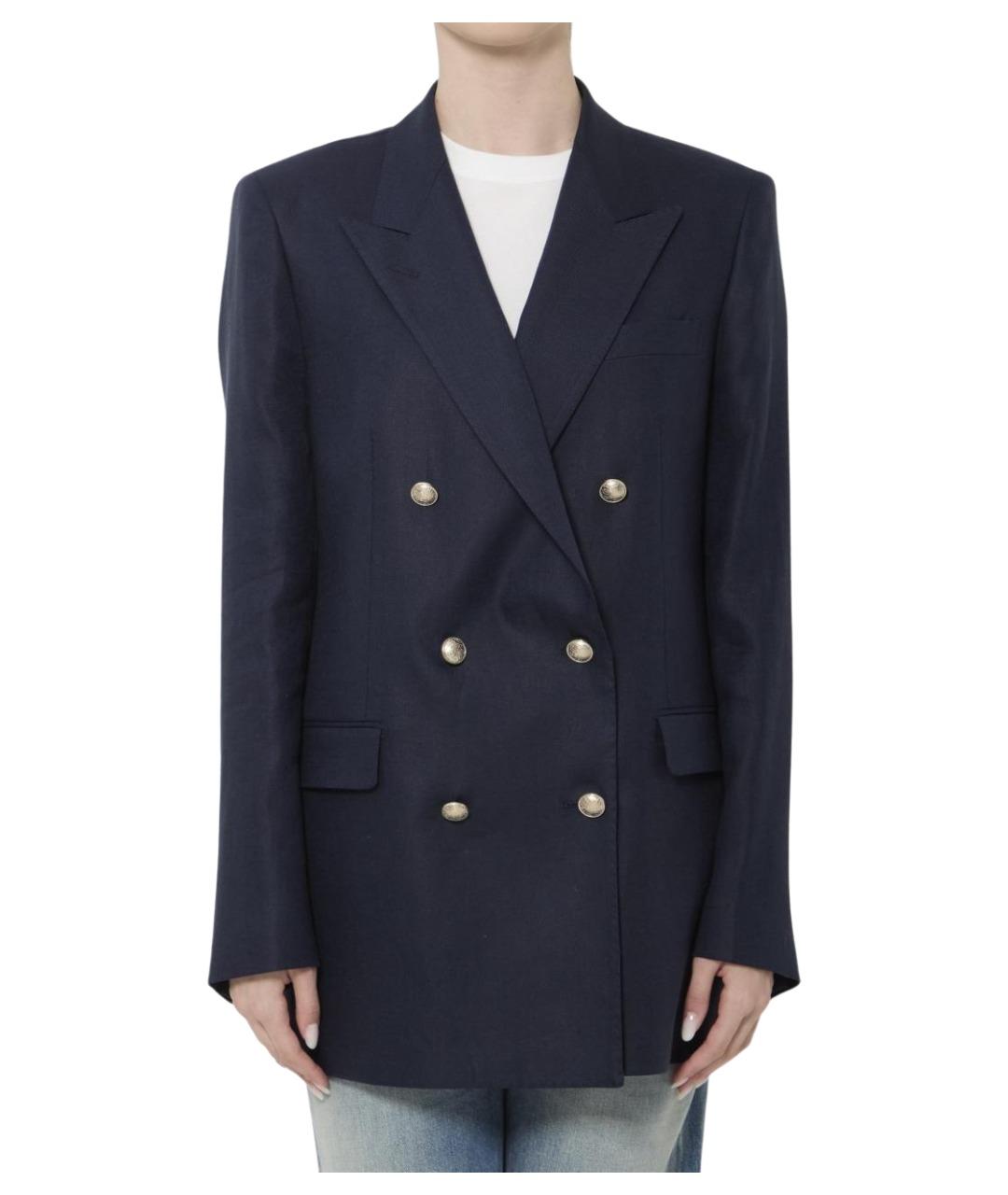 TAGLIATORE Темно-синий льняной жакет/пиджак, фото 1