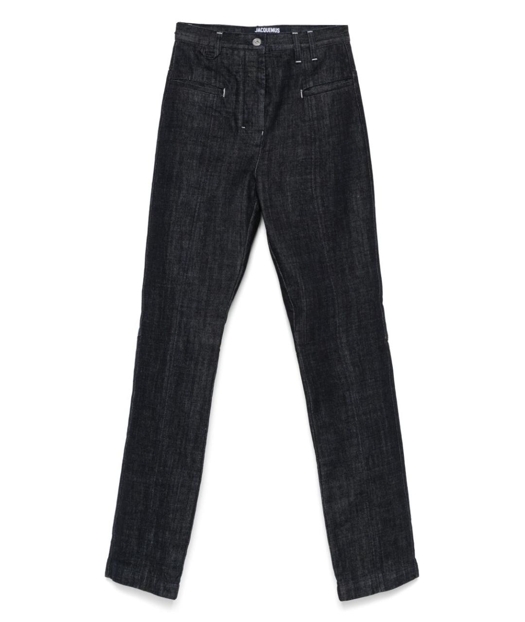 JACQUEMUS Темно-синие хлопковые джинсы слим, фото 1