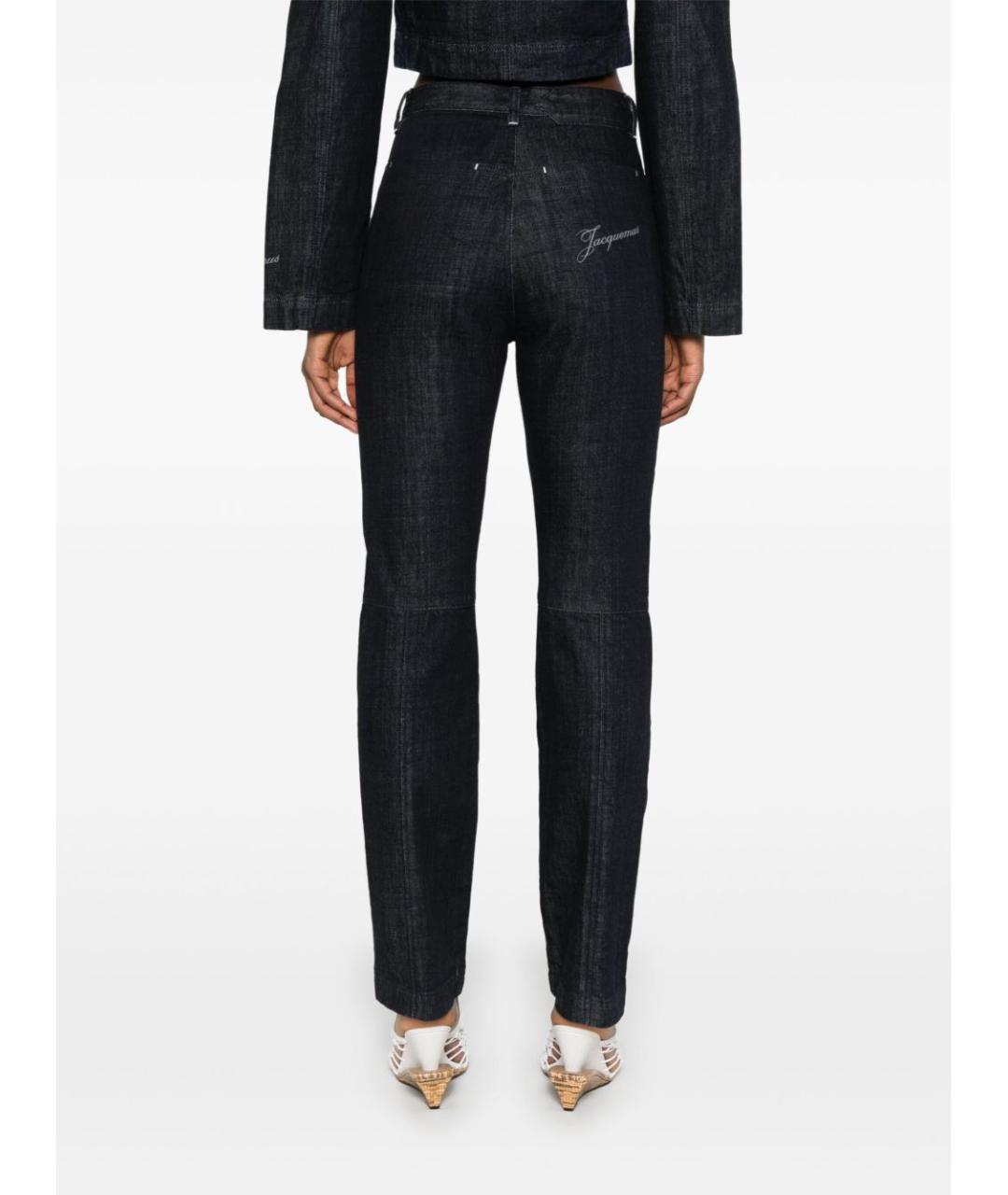 JACQUEMUS Темно-синие хлопковые джинсы слим, фото 4