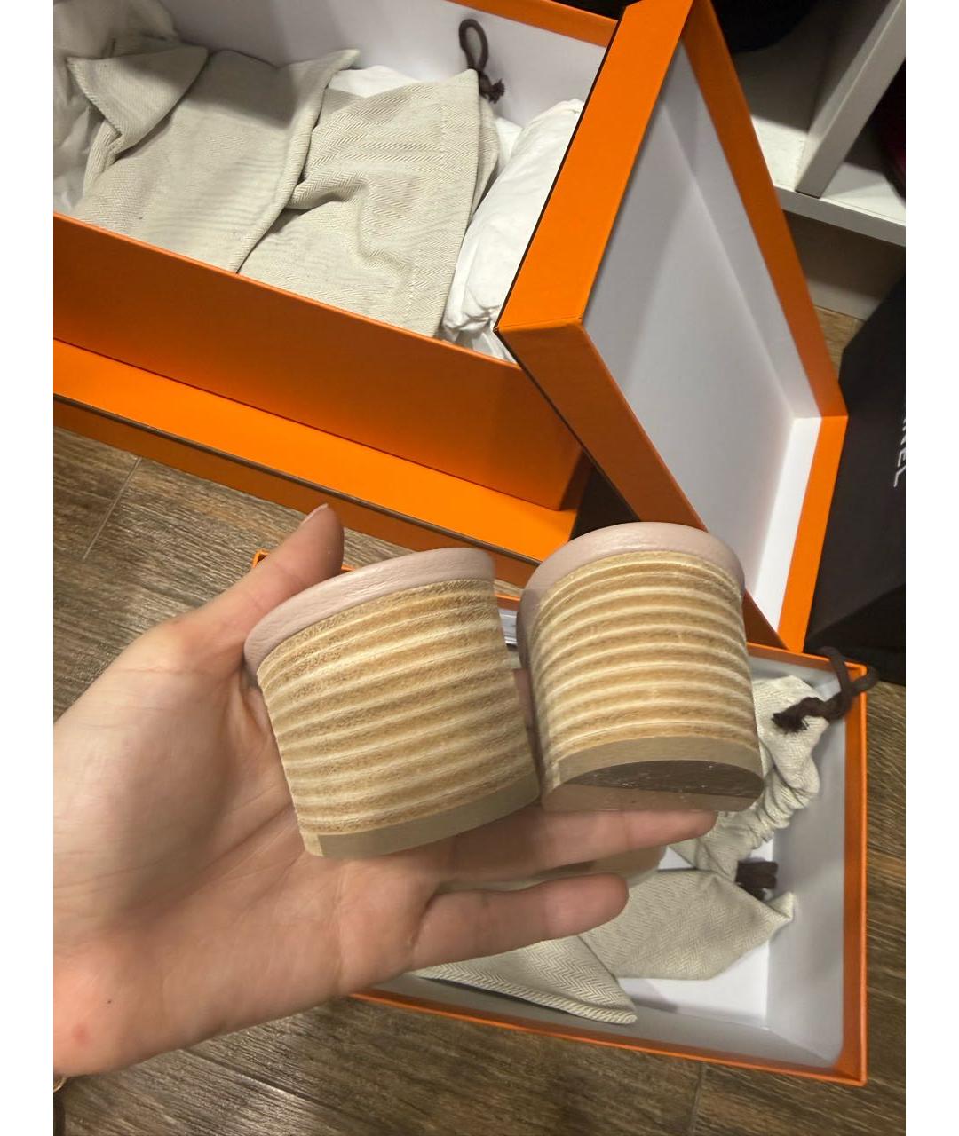 HERMES Розовые кожаные мюли, фото 4