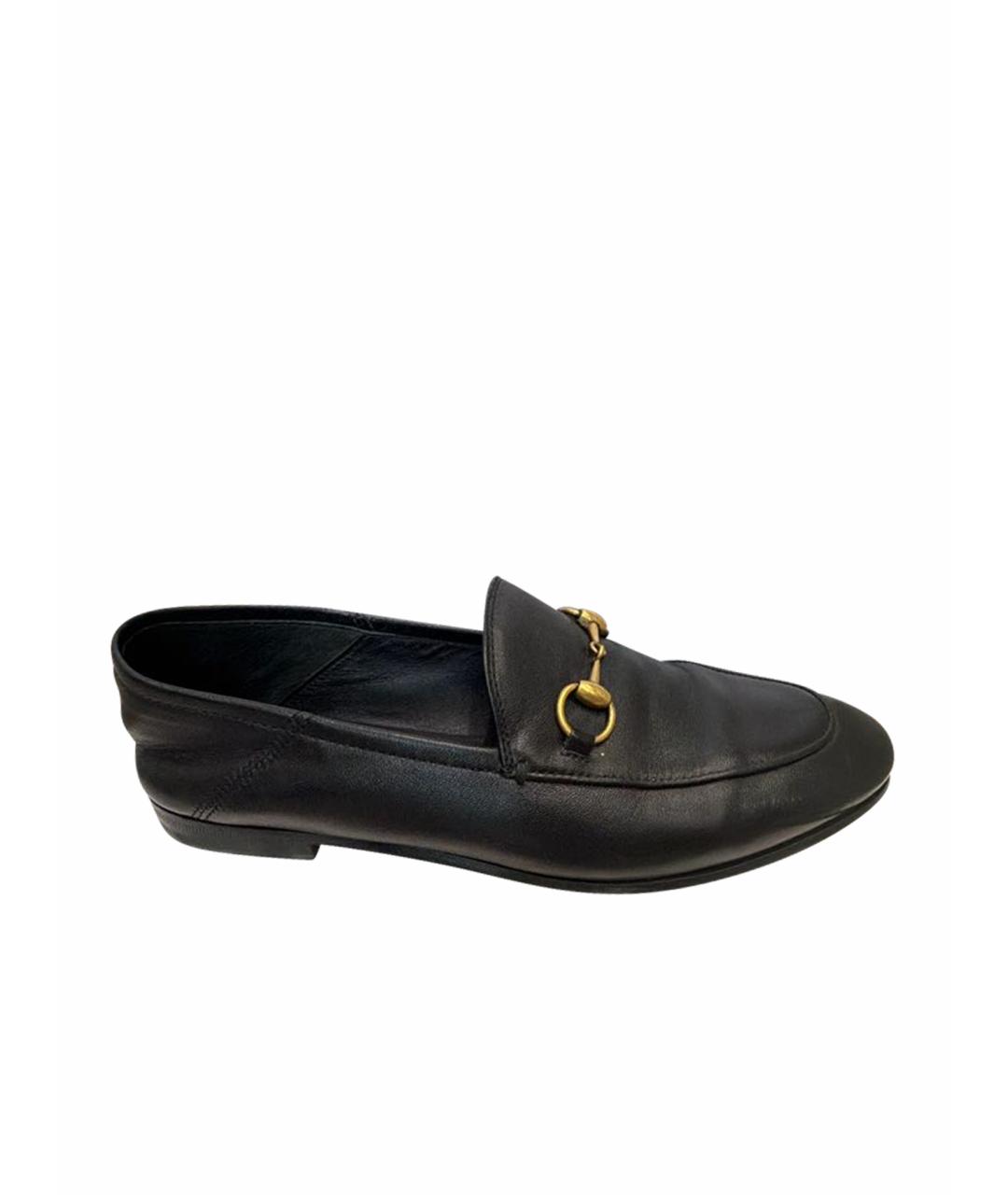 GUCCI Черные кожаные лоферы, фото 1