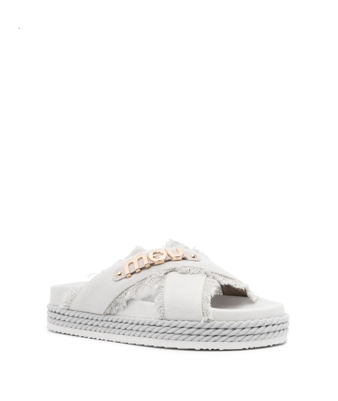 MOU Бежевые текстильные сандалии, фото 2