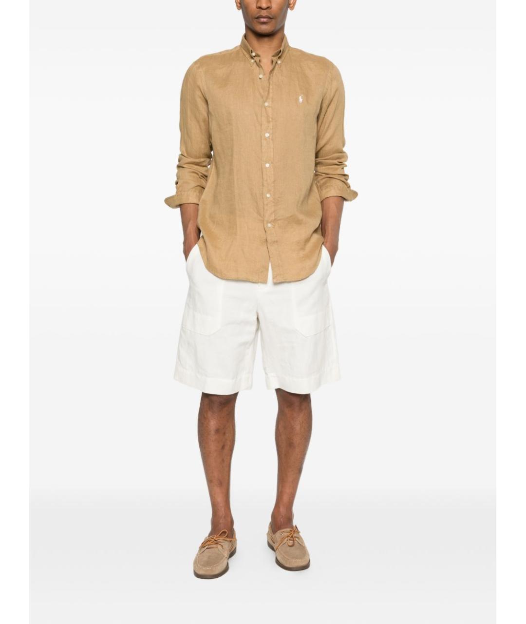 POLO RALPH LAUREN Бежевая льняная кэжуал рубашка, фото 3
