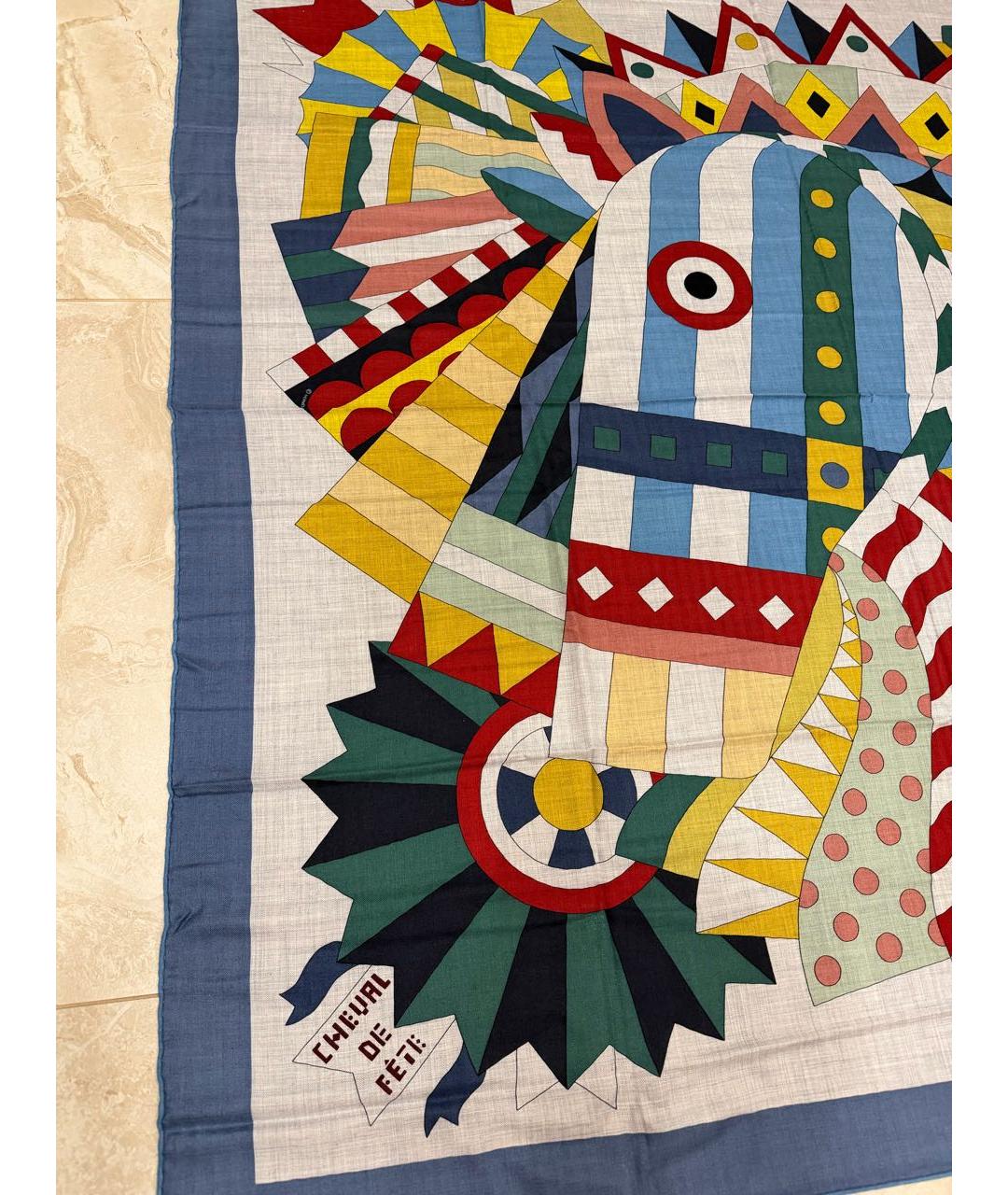 HERMES Мульти кашемировый платок, фото 5