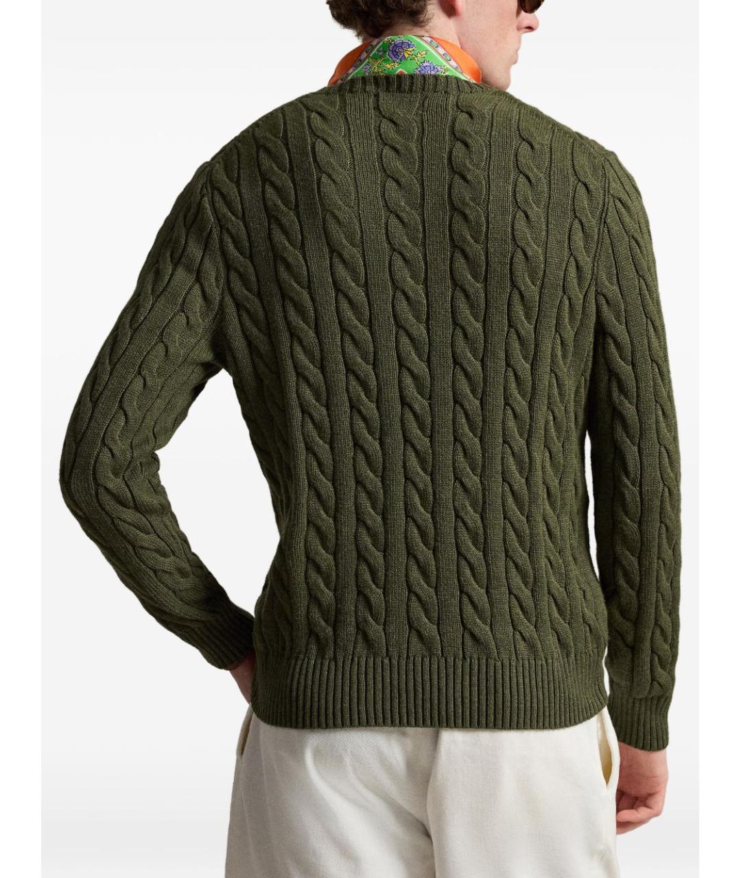 POLO RALPH LAUREN Зеленый хлопковый джемпер / свитер, фото 2
