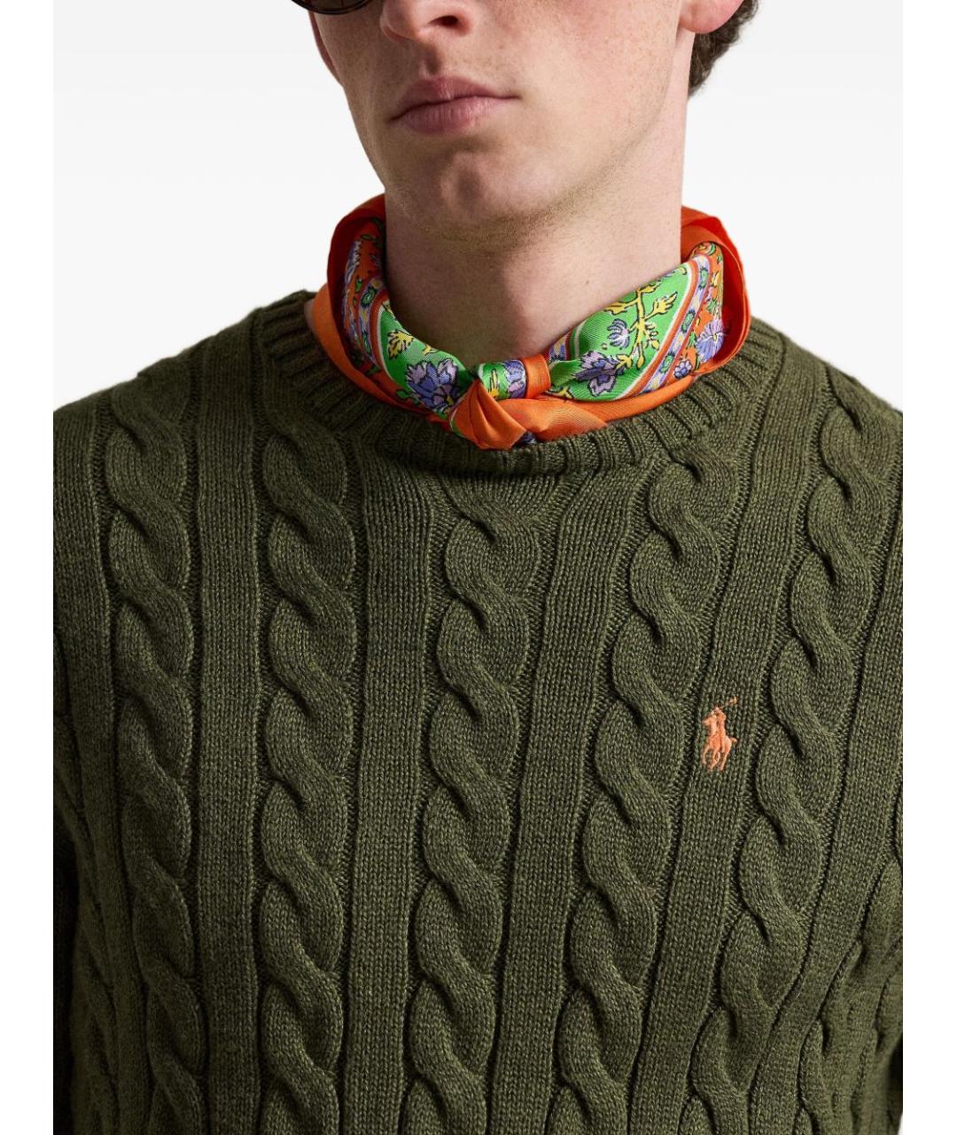 POLO RALPH LAUREN Зеленый хлопковый джемпер / свитер, фото 4