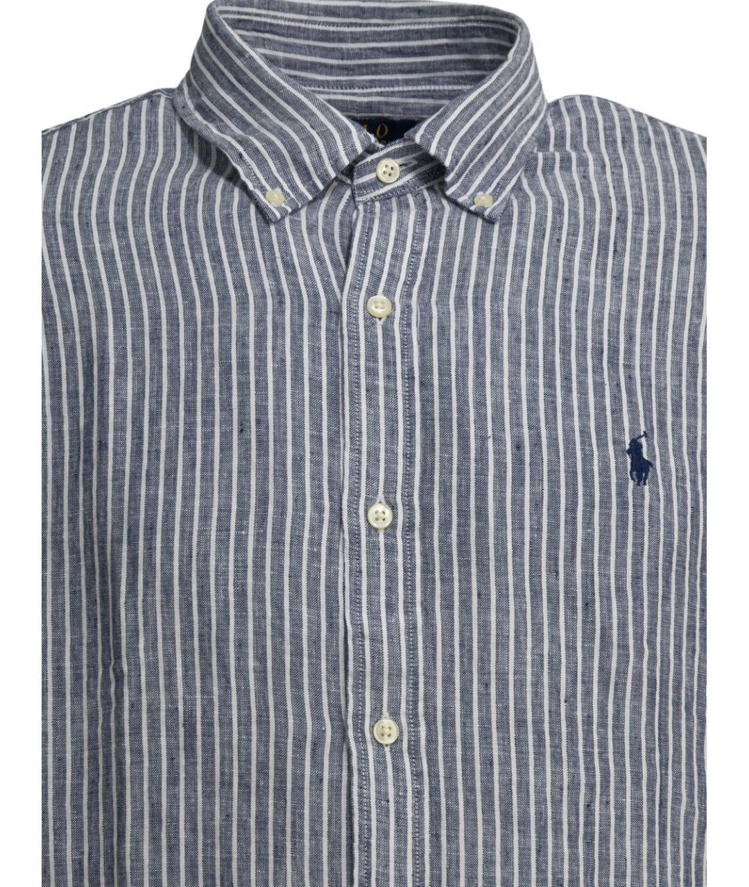 POLO RALPH LAUREN Синяя льняная кэжуал рубашка, фото 4