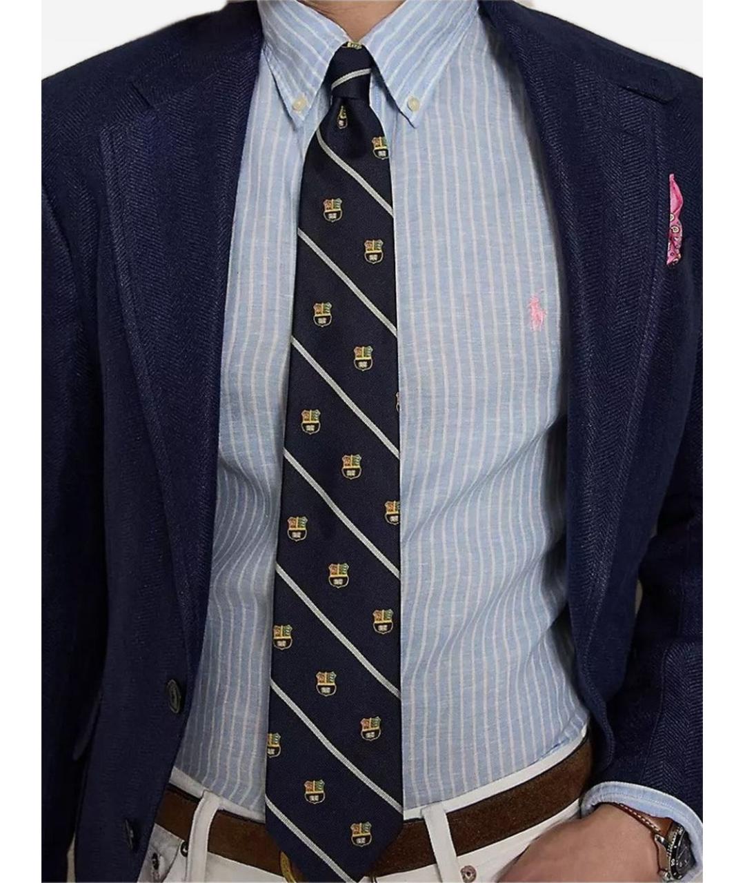 POLO RALPH LAUREN Голубая льняная классическая рубашка, фото 3