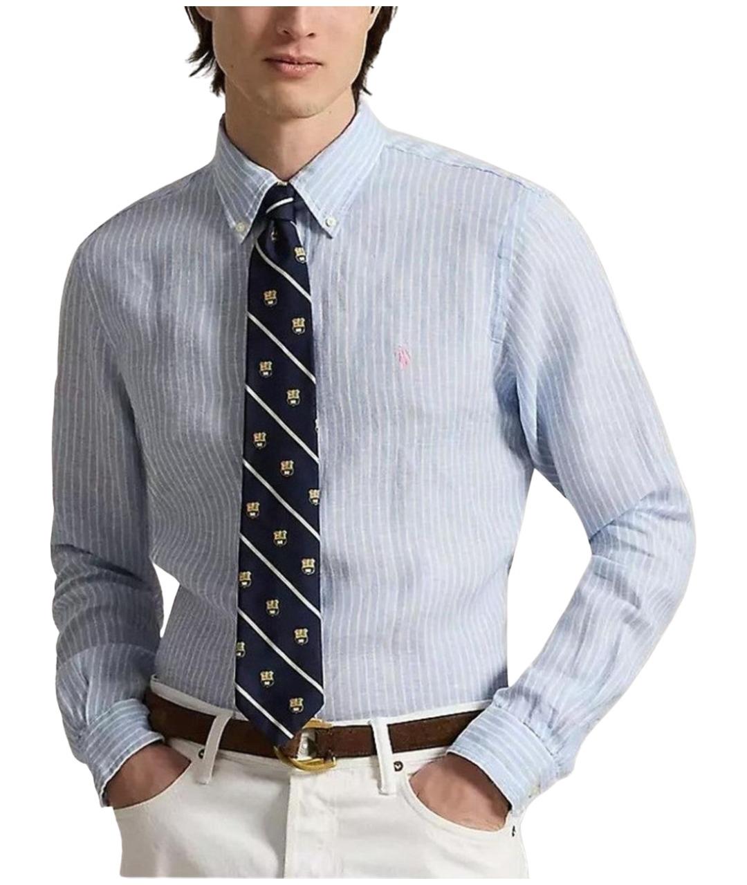 POLO RALPH LAUREN Голубая льняная классическая рубашка, фото 1