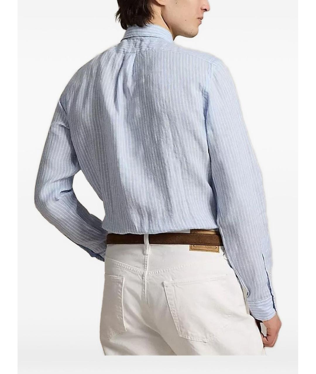 POLO RALPH LAUREN Голубая льняная классическая рубашка, фото 4