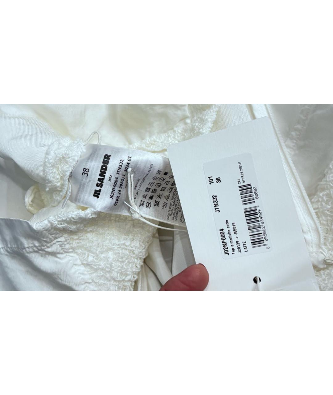 JIL SANDER Белая хлопковая блузы, фото 7