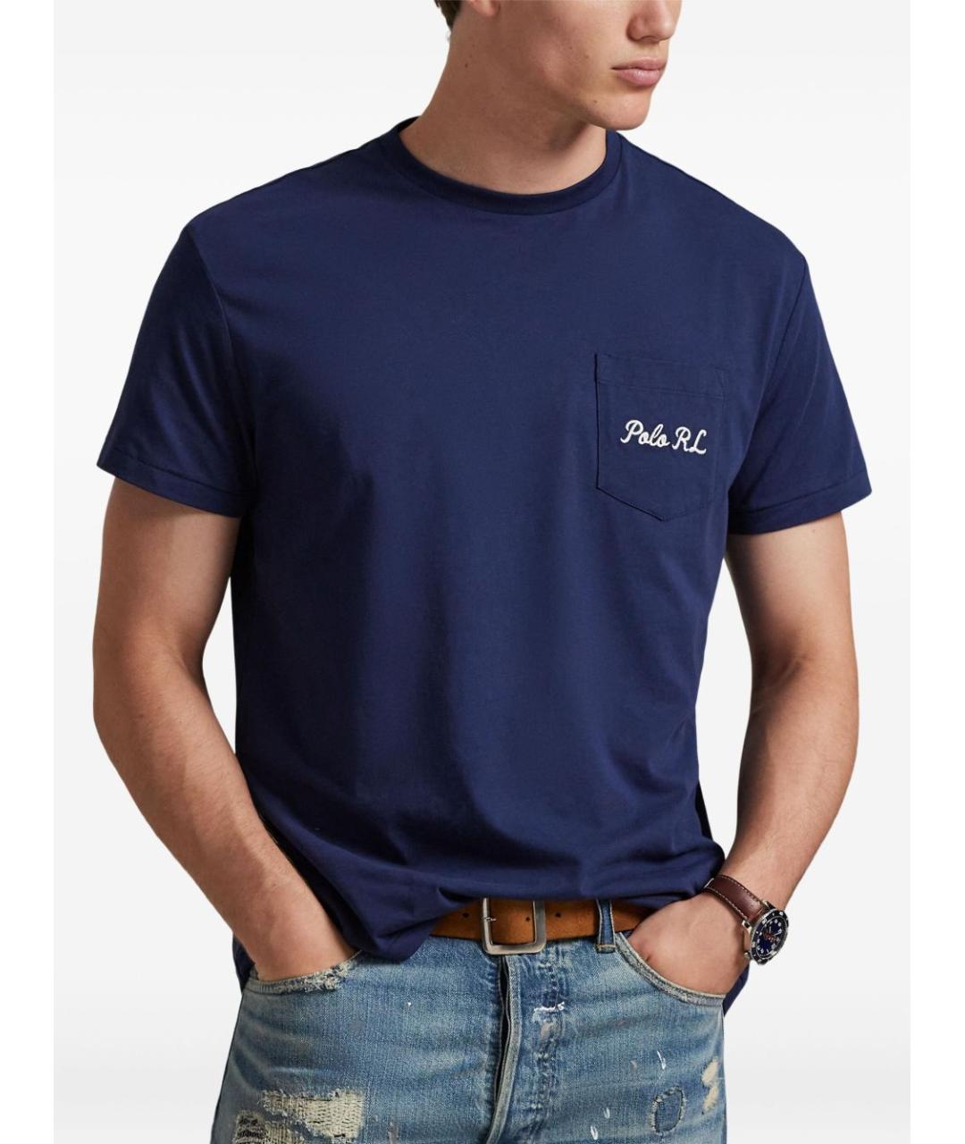 POLO RALPH LAUREN Синяя хлопковая футболка, фото 4