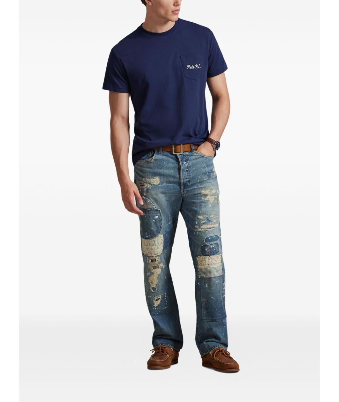 POLO RALPH LAUREN Синяя хлопковая футболка, фото 3