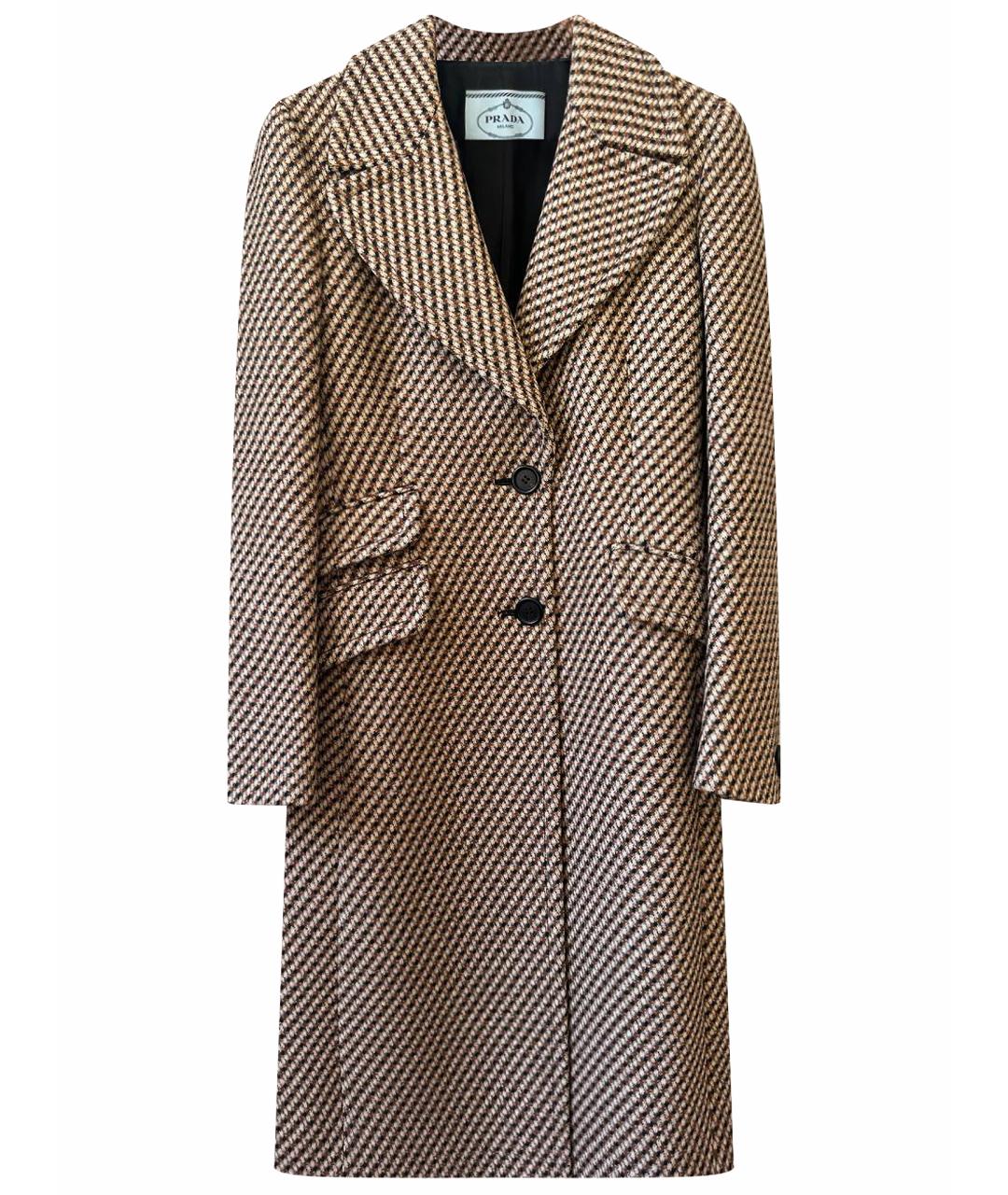 PRADA Коричневое шерстяное пальто, фото 1