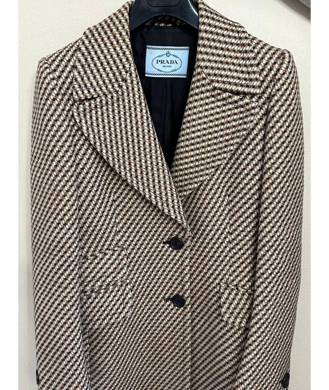 PRADA Коричневое шерстяное пальто, фото 3