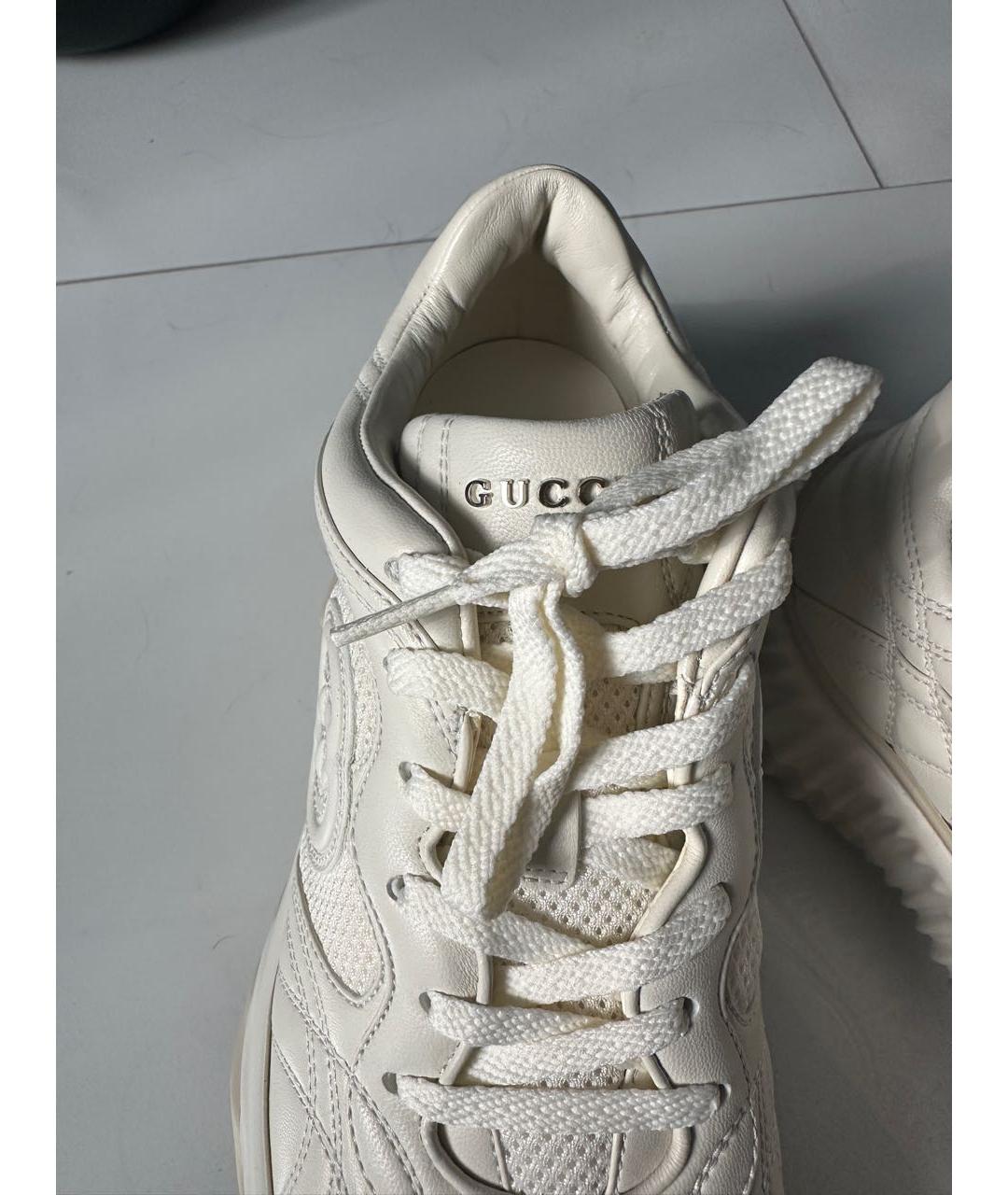 GUCCI Бежевые кожаные кроссовки, фото 3