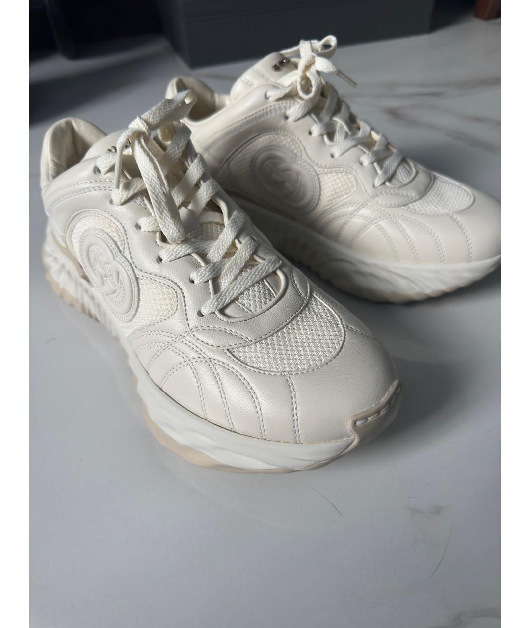 GUCCI Бежевые кожаные кроссовки, фото 2