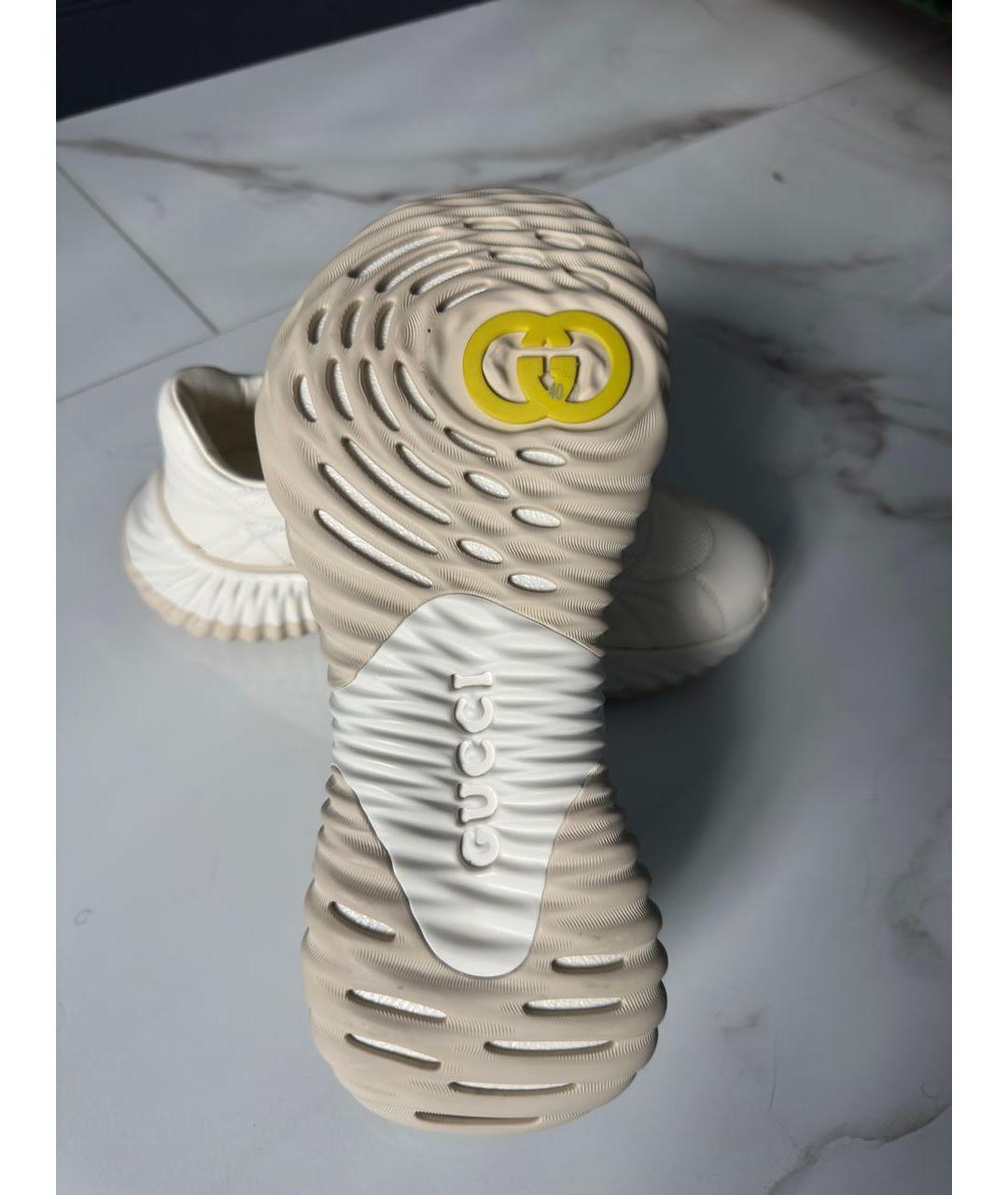 GUCCI Бежевые кожаные кроссовки, фото 4