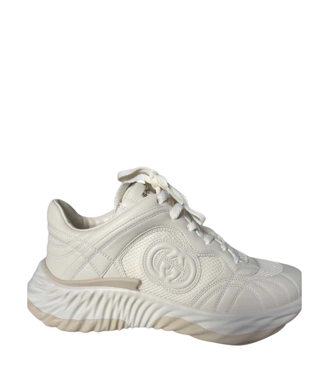 GUCCI Бежевые кожаные кроссовки, фото 1