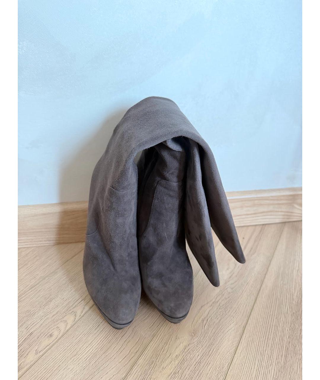 JIMMY CHOO Серые замшевые сапоги, фото 3