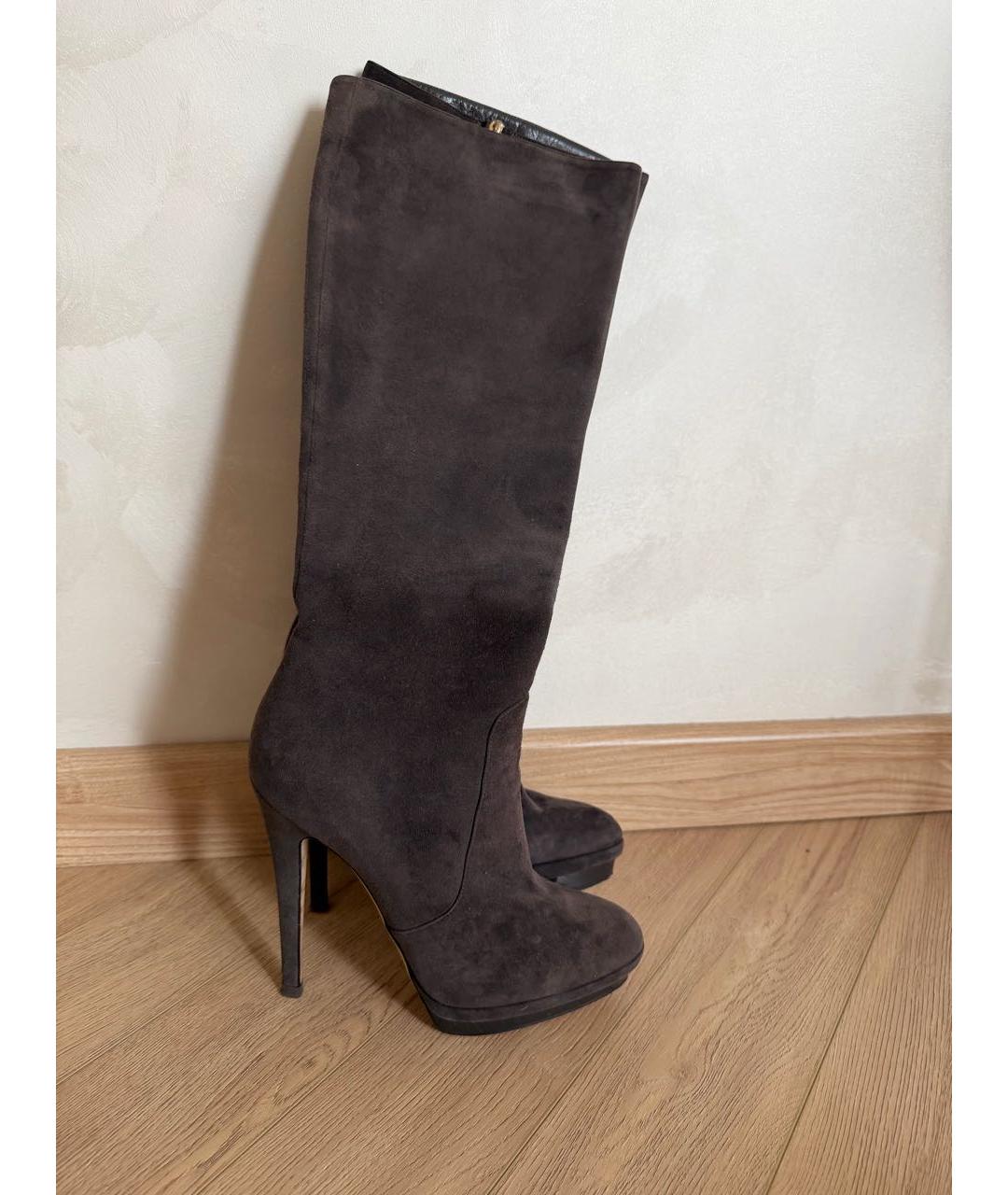 JIMMY CHOO Серые замшевые сапоги, фото 2