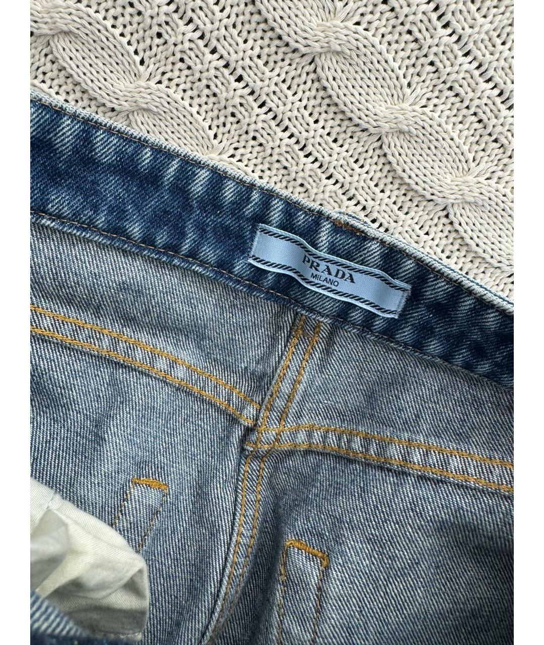 PRADA Синие хлопковые прямые джинсы, фото 3