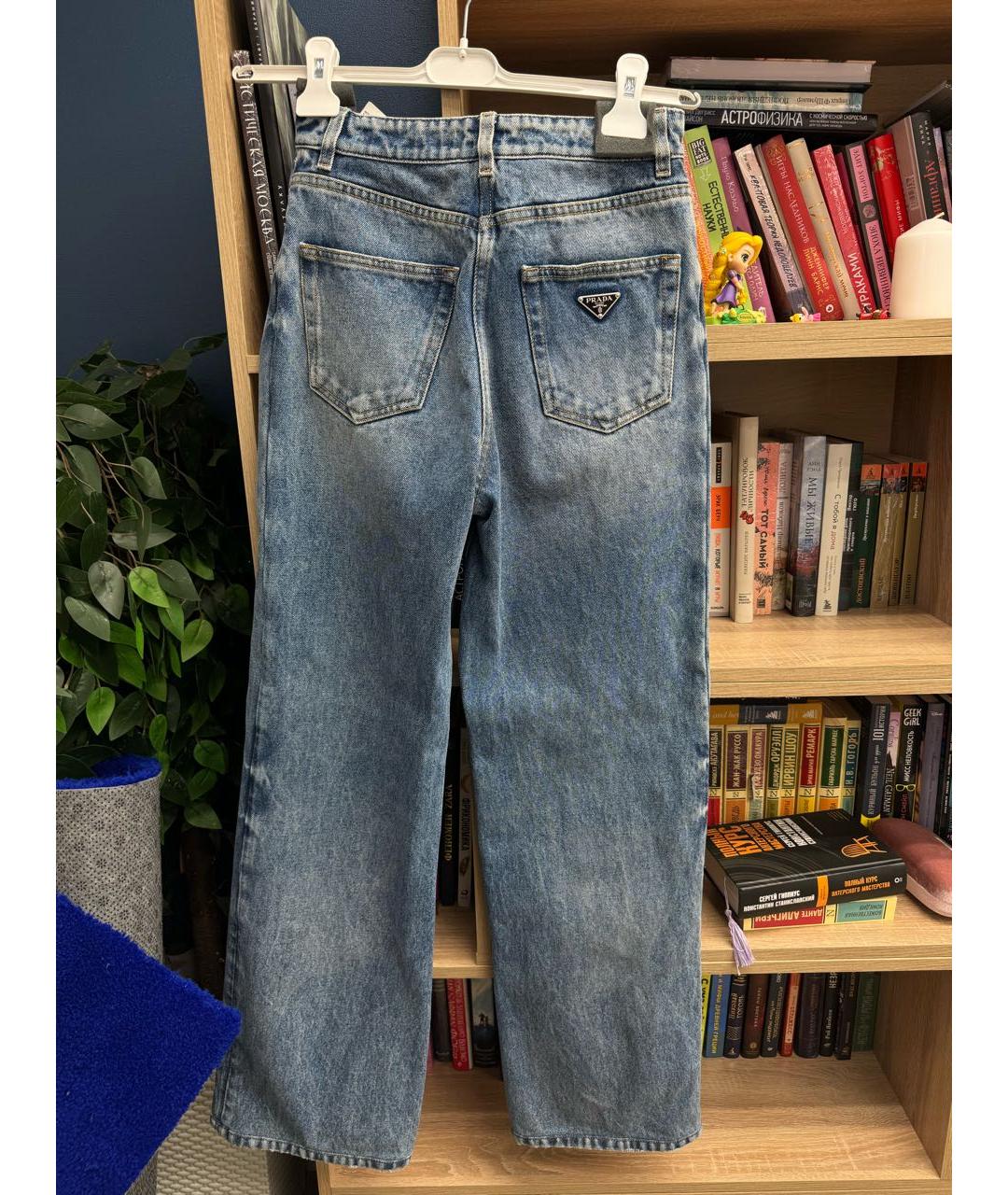 PRADA Синие хлопковые прямые джинсы, фото 2