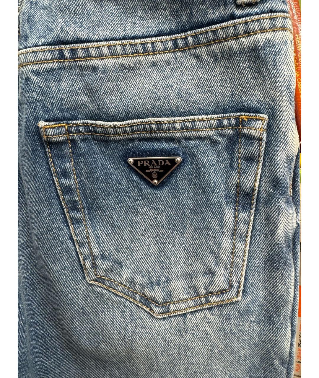 PRADA Синие хлопковые прямые джинсы, фото 4