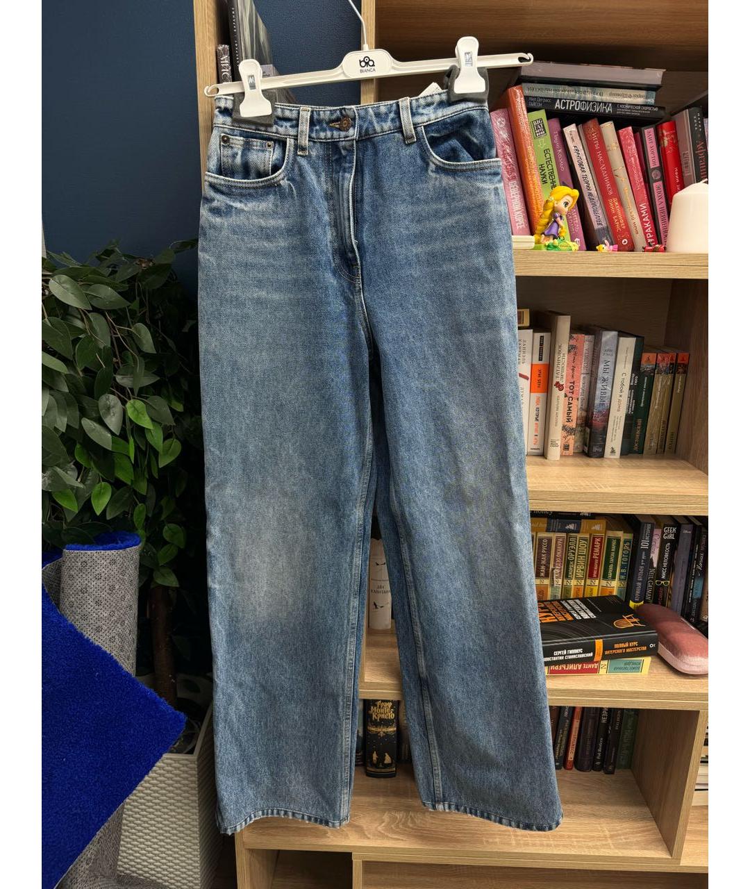 PRADA Синие хлопковые прямые джинсы, фото 6