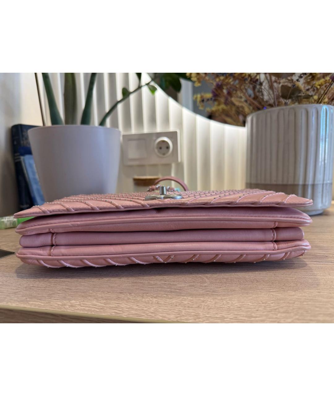 CHANEL Розовая кожаная сумка через плечо, фото 5