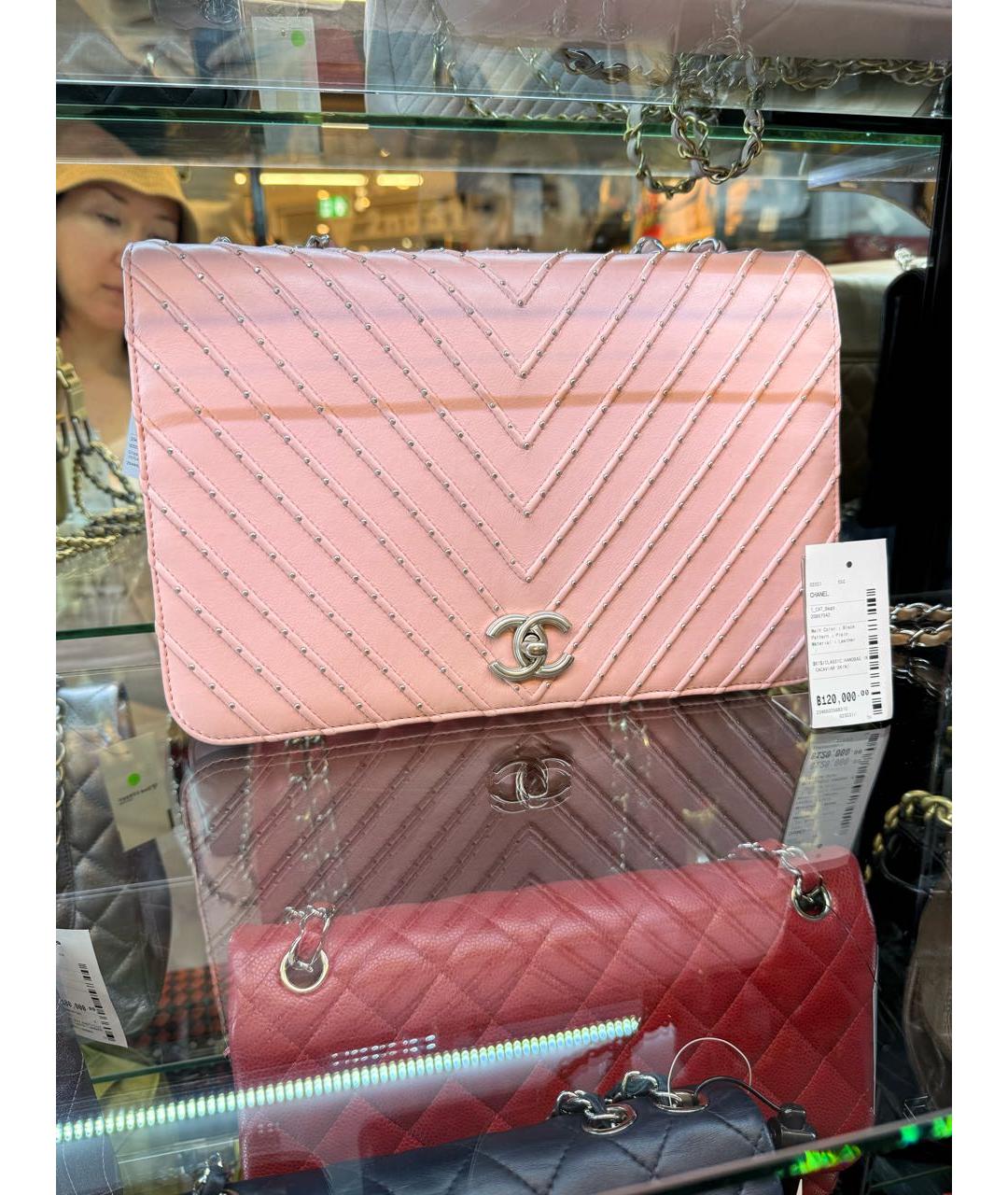 CHANEL Розовая кожаная сумка через плечо, фото 9