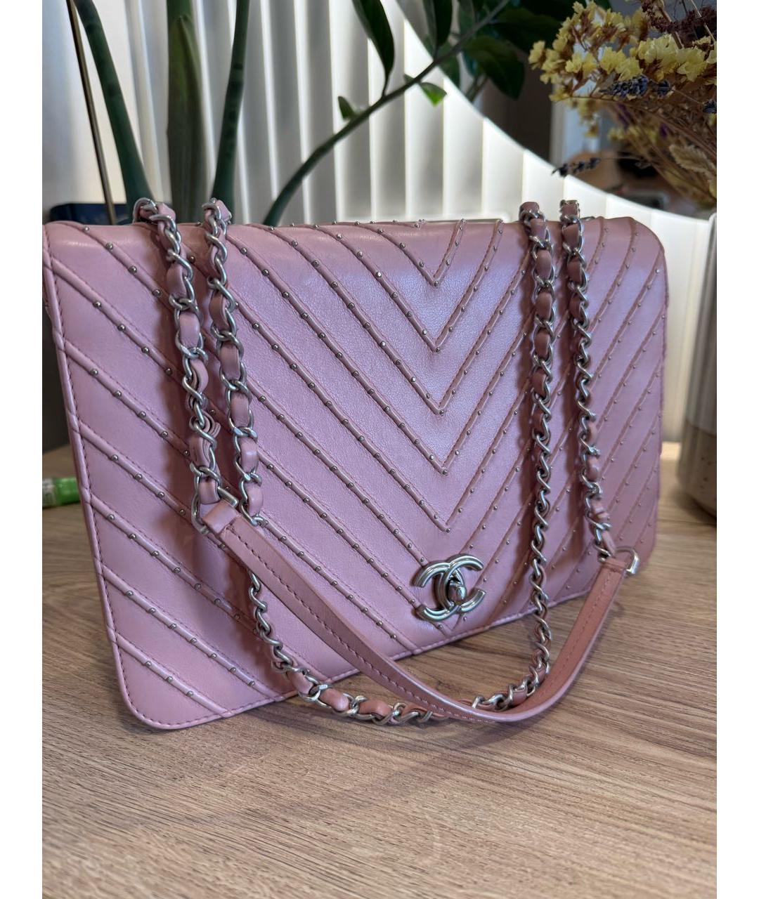 CHANEL Розовая кожаная сумка через плечо, фото 3