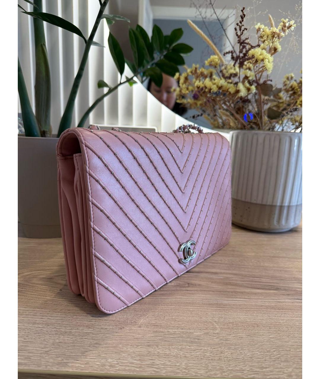 CHANEL Розовая кожаная сумка через плечо, фото 2