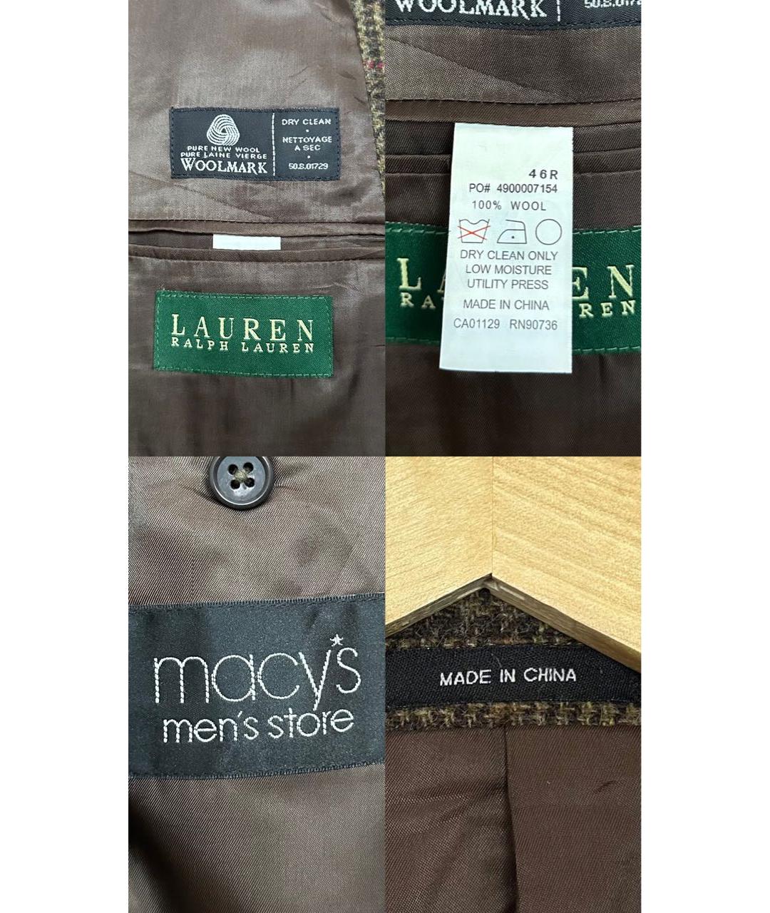 RALPH LAUREN Коричневый твидовый пиджак, фото 8