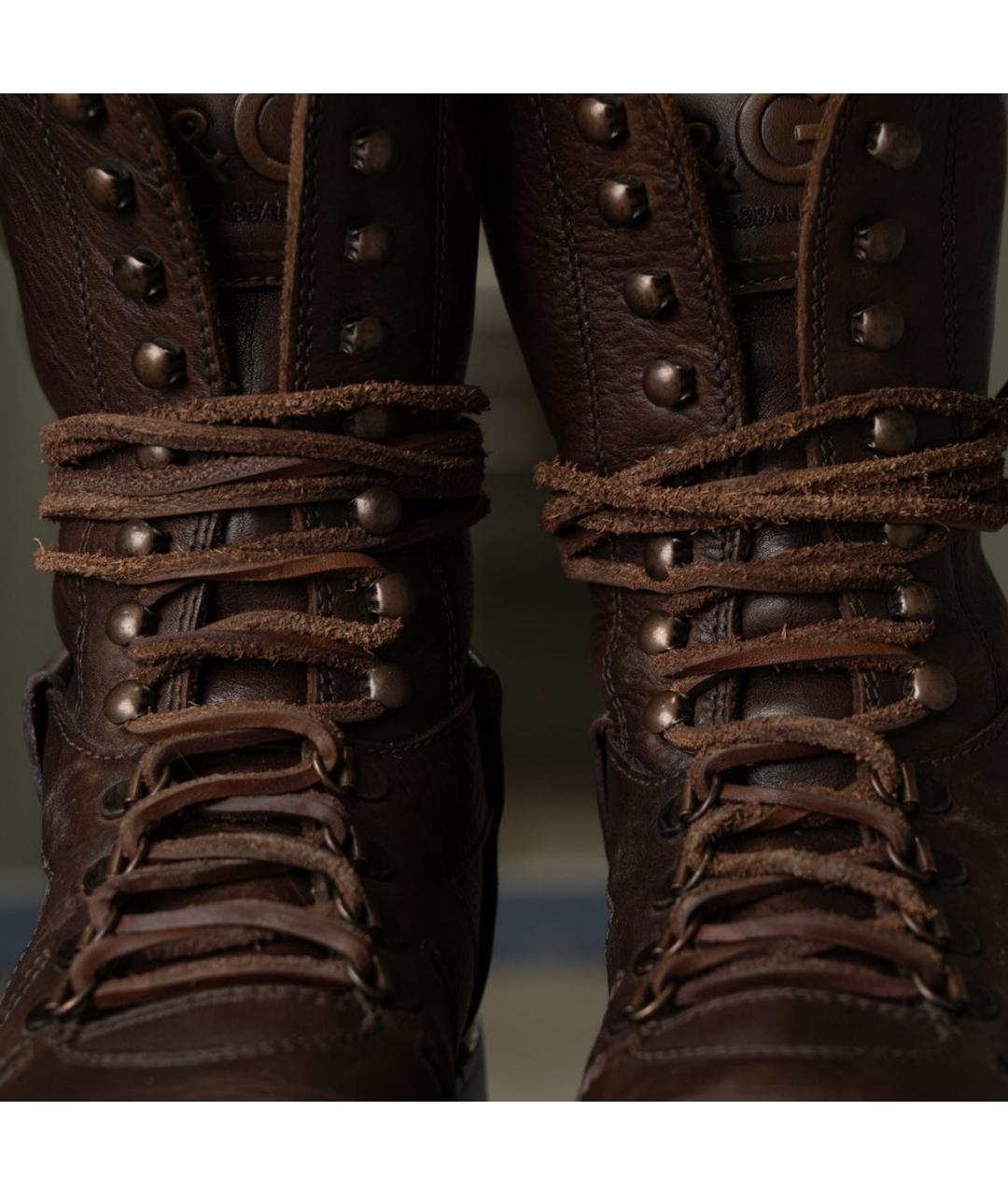 DOLCE&GABBANA Коричневые кожаные высокие ботинки, фото 4