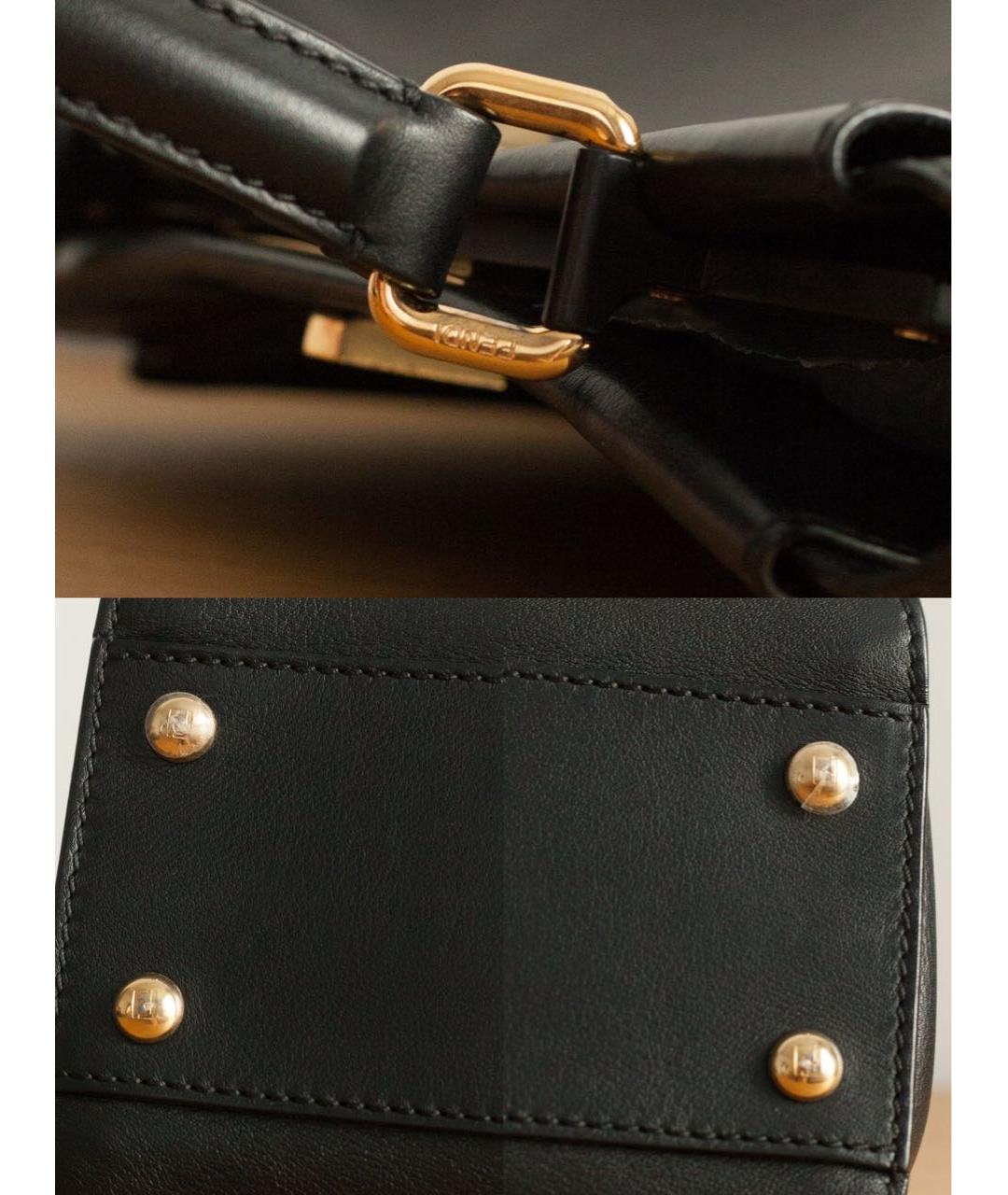 FENDI Черная кожаная сумка тоут, фото 7