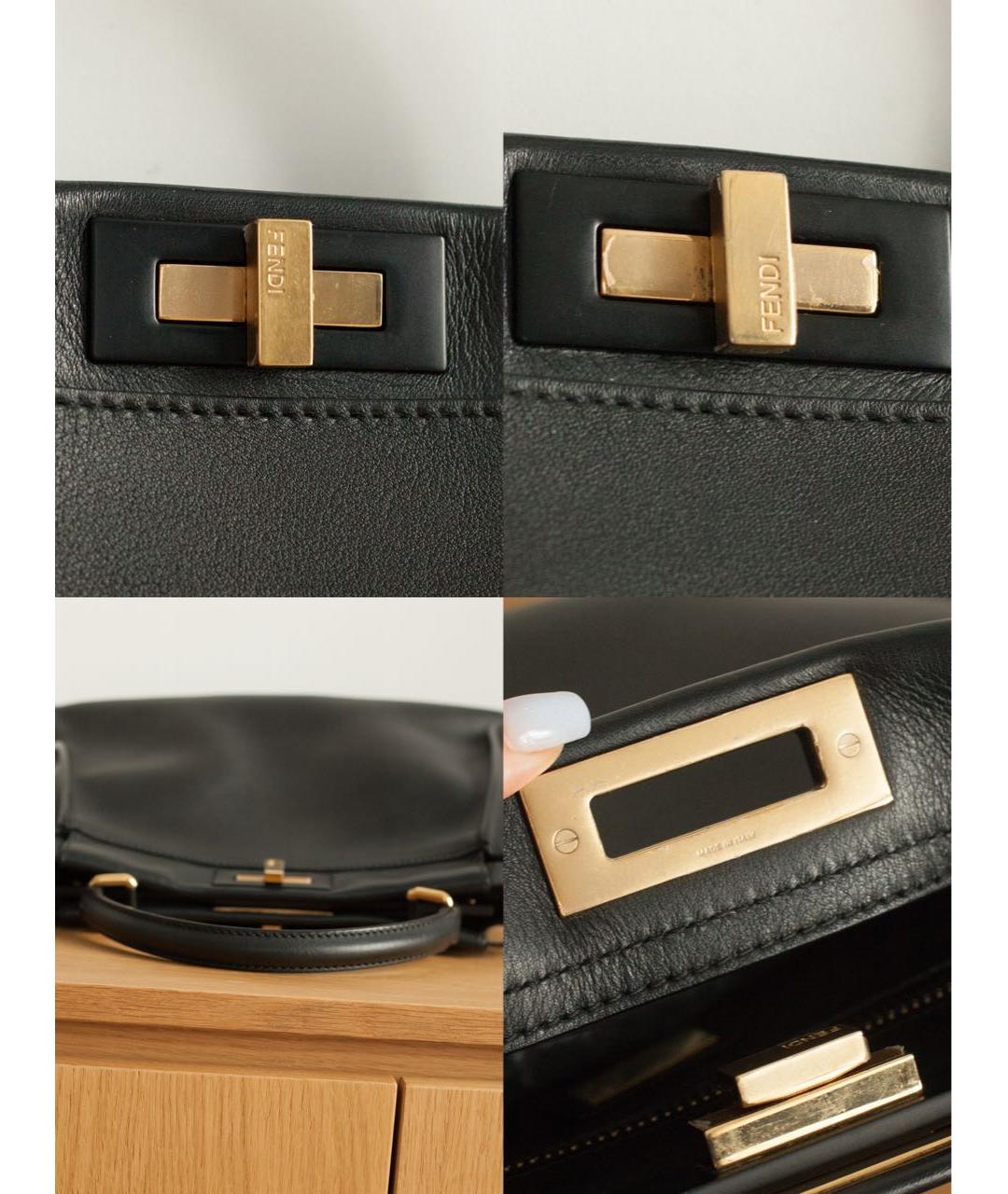 FENDI Черная кожаная сумка тоут, фото 6