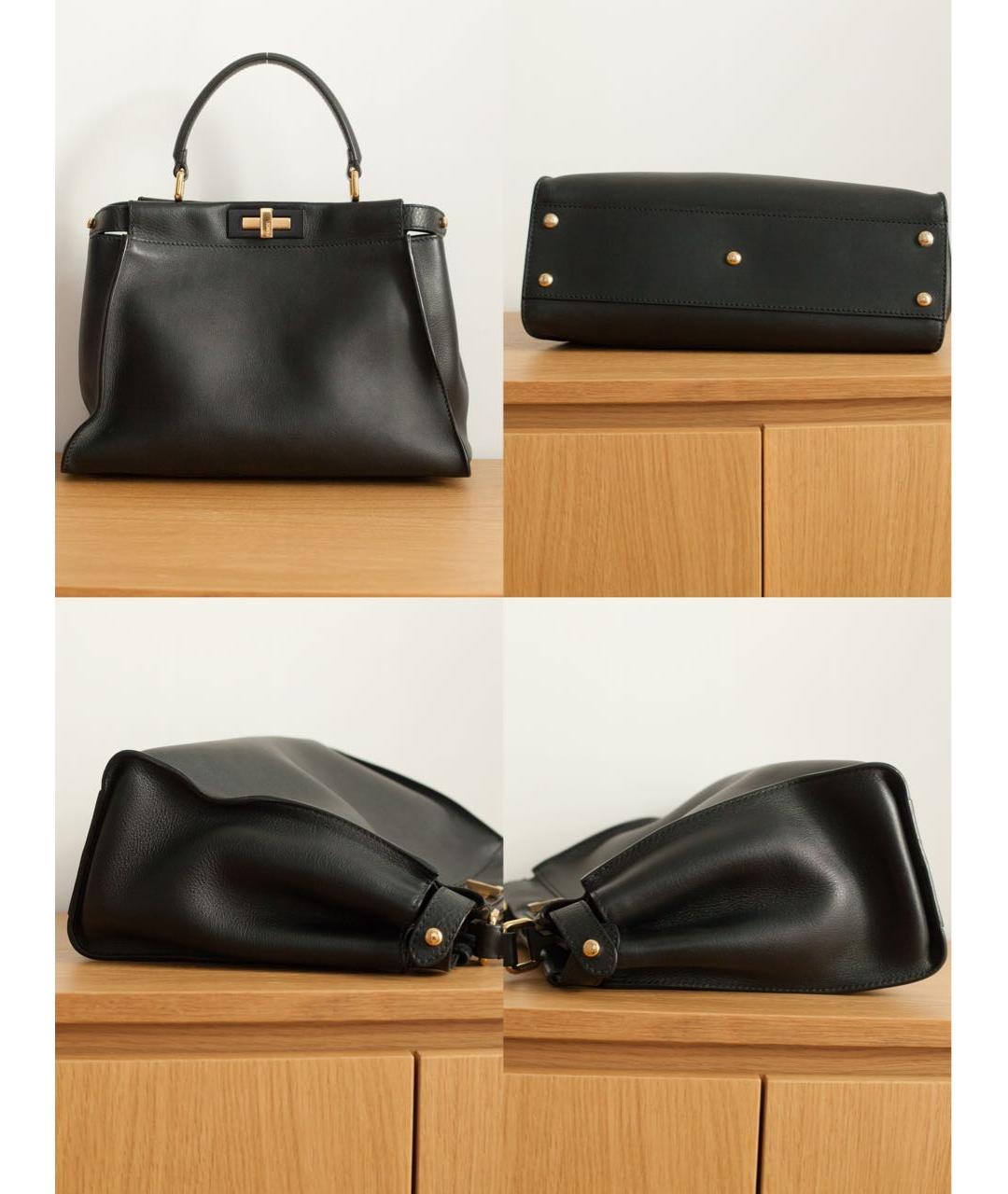 FENDI Черная кожаная сумка тоут, фото 5